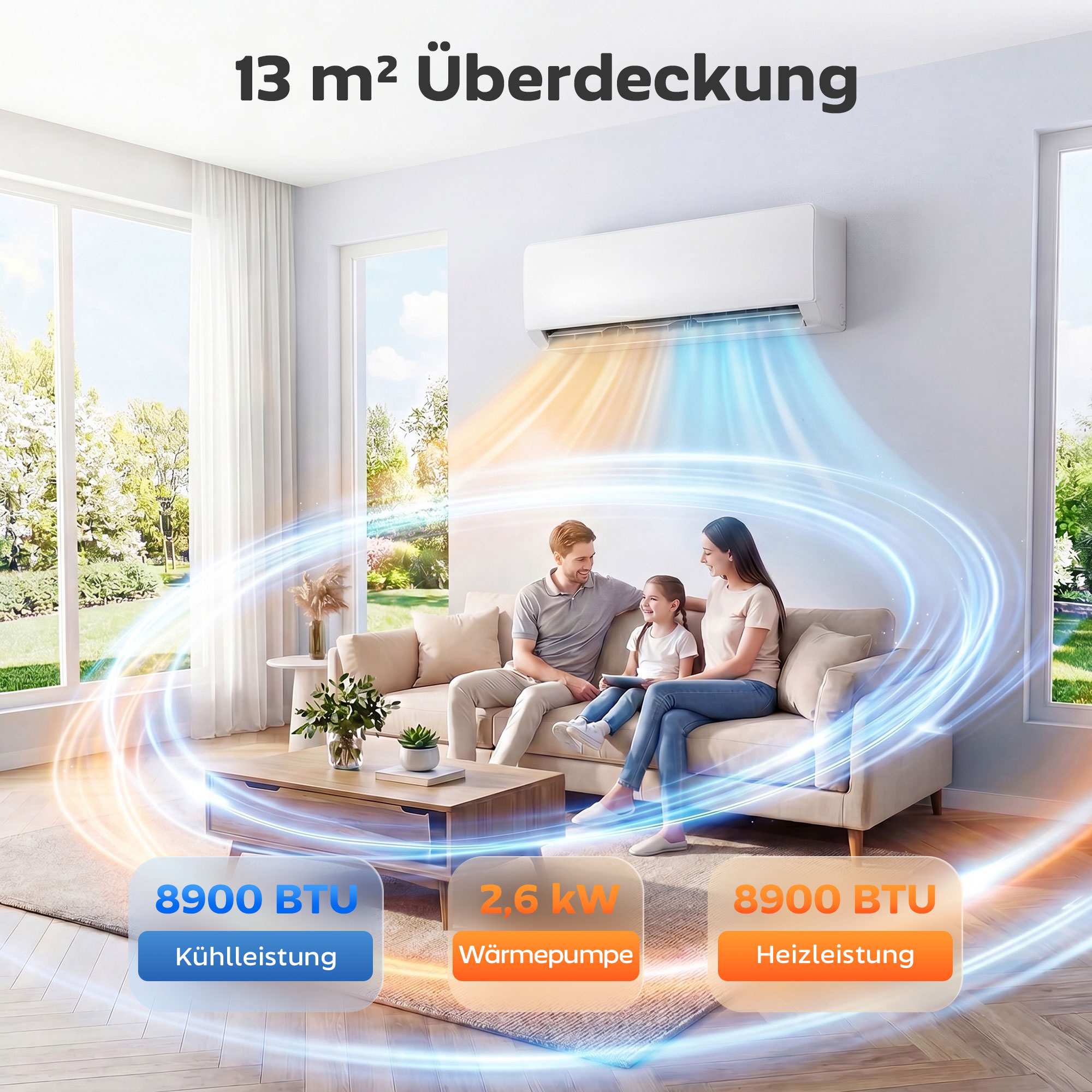 Mini Split AC värmepump, 9000 BTU WiFi inverterkit
