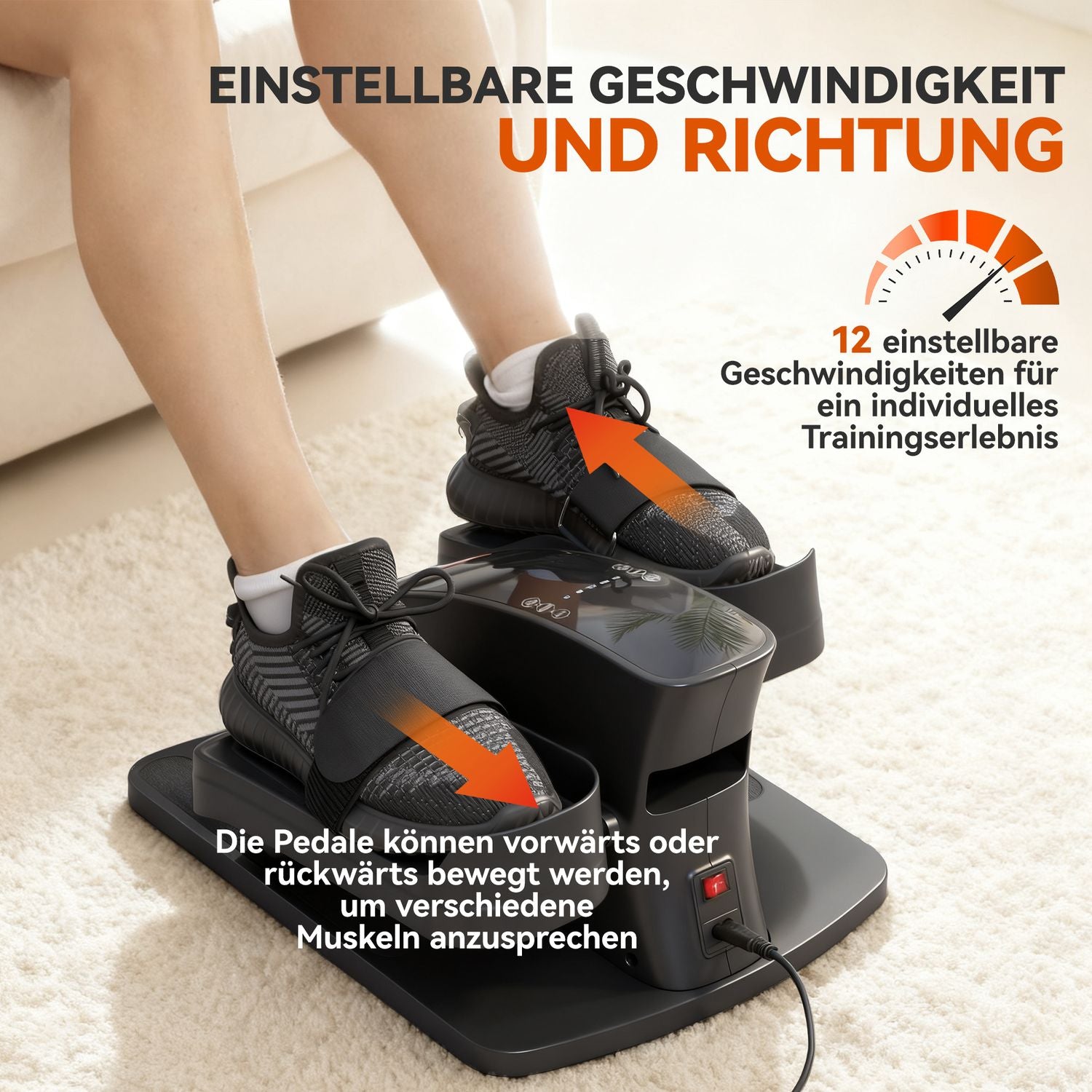 Mini elliptisk trainer, 12 hastigheter, LED-display, fjärrkontroll