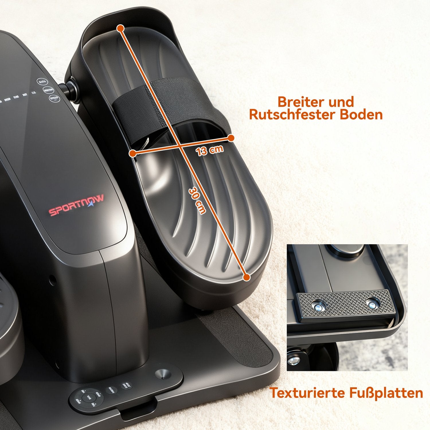 Mini elliptisk trainer, 12 hastigheter, LED-display, fjärrkontroll