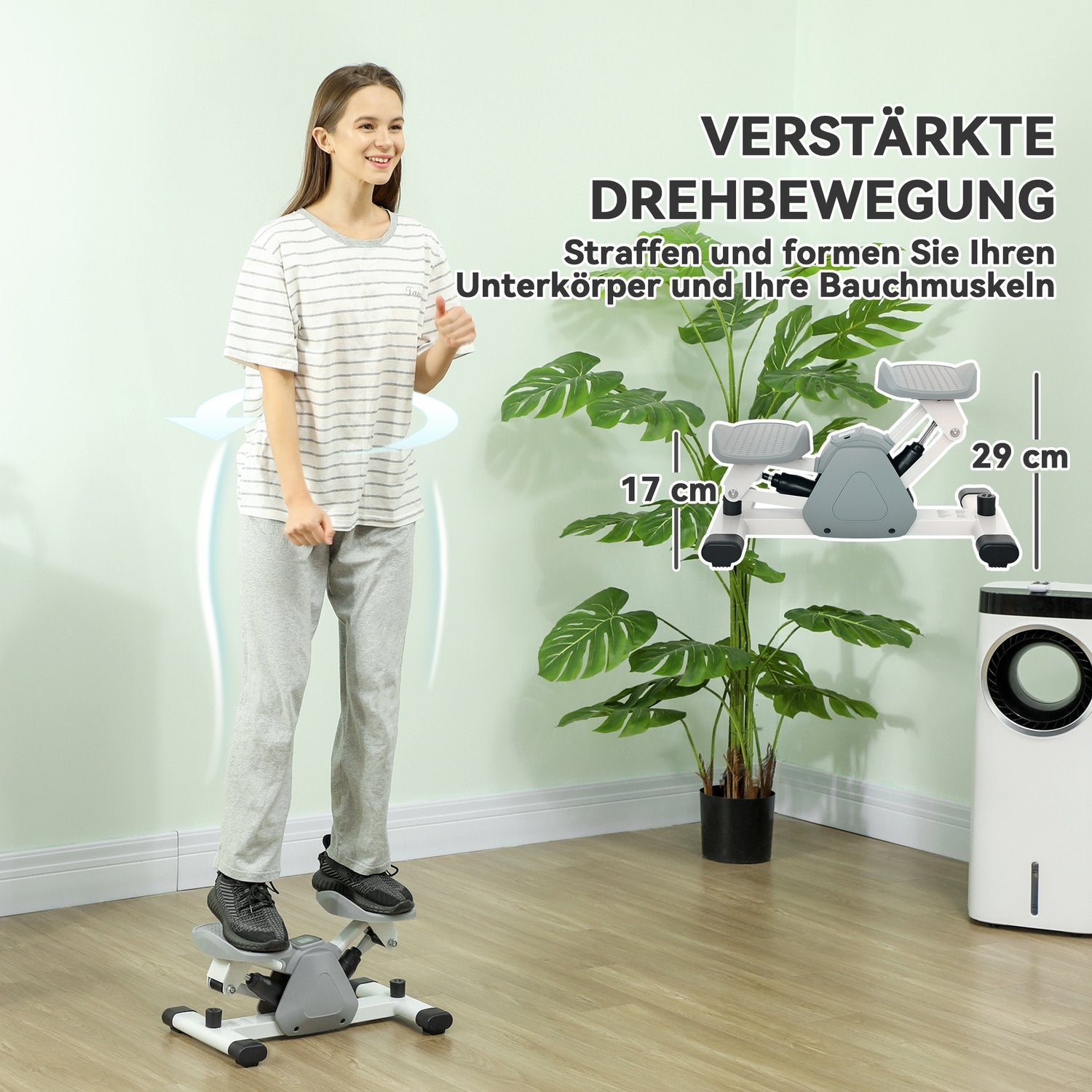 Mini Home Stepper med LCD & Halkfria pedaler, Grå