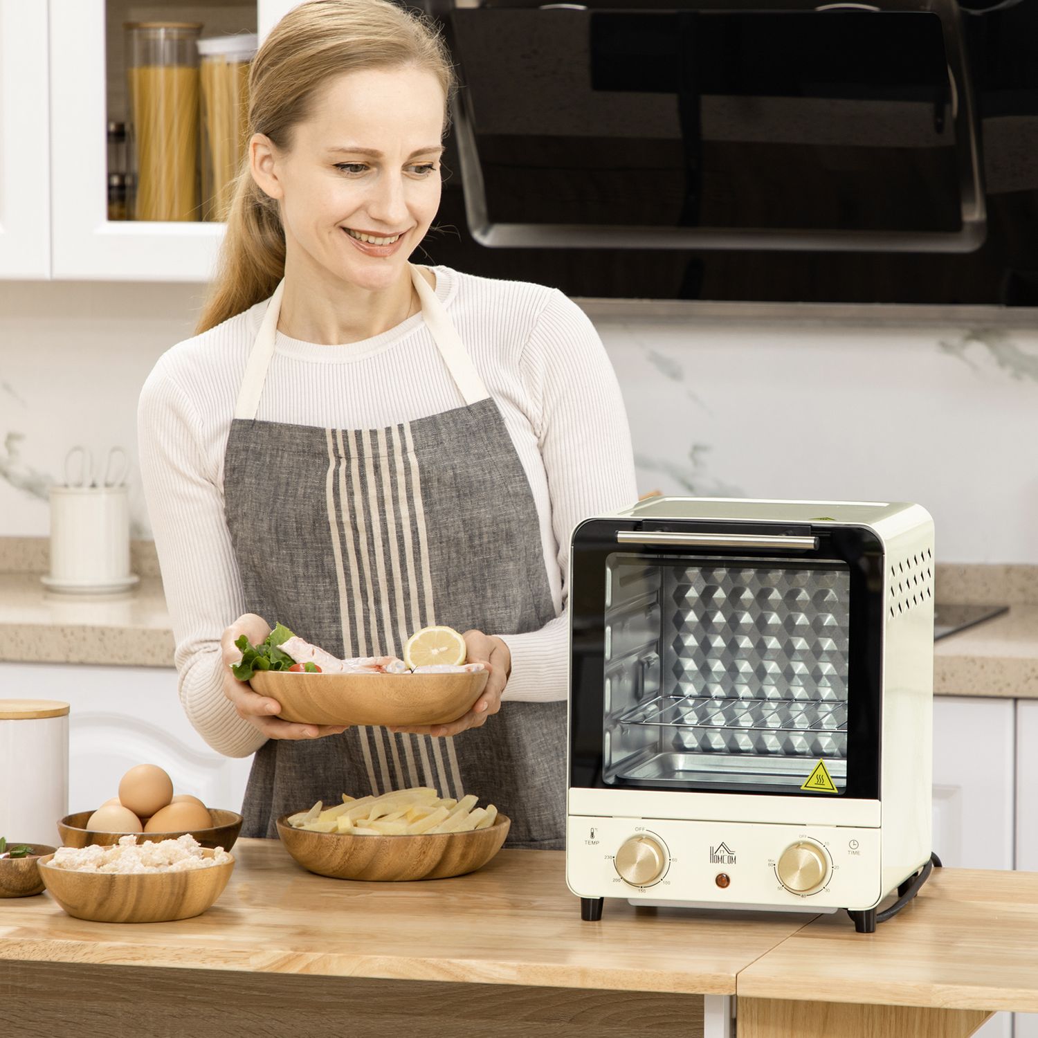Miniugn 15L, 1000W, Timer, Gräddvit, Konvektion