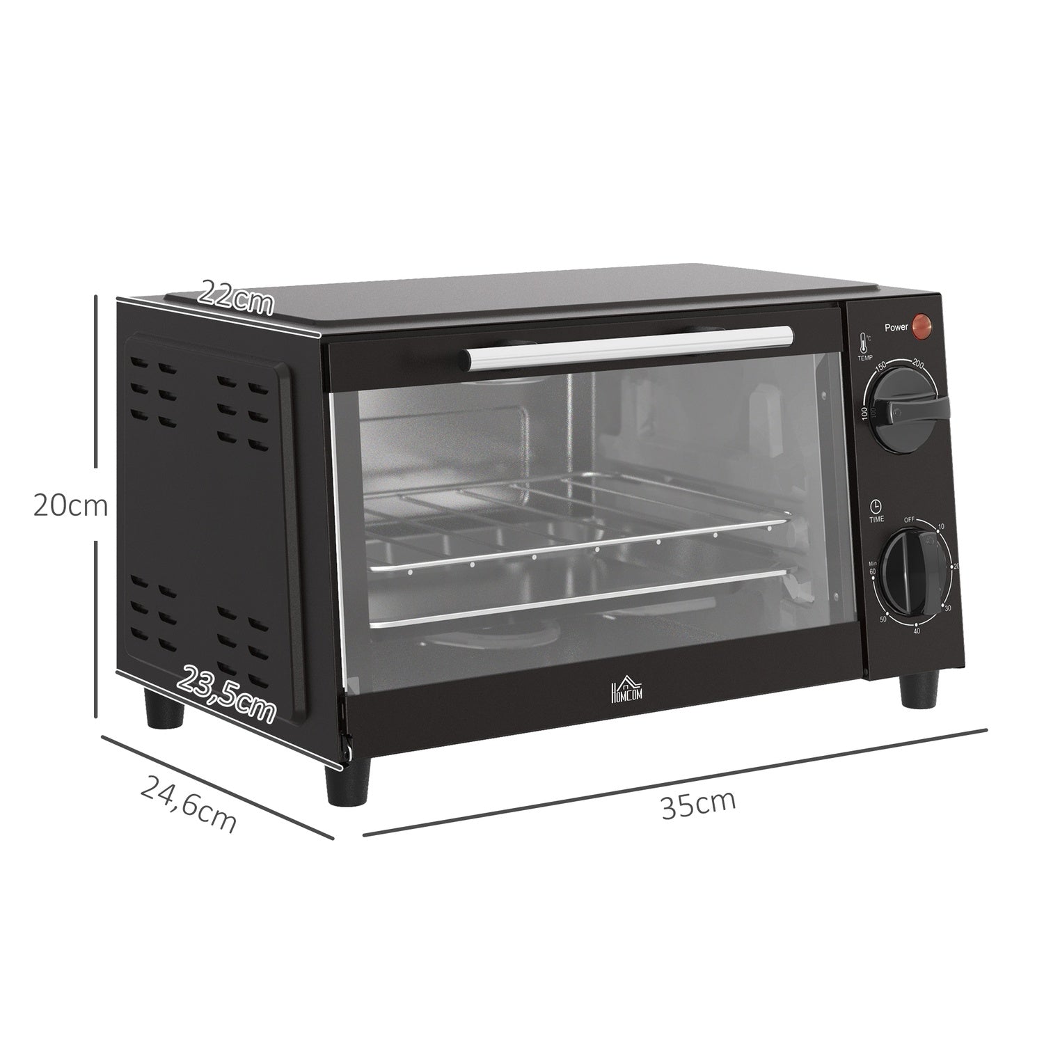 9L rostfri miniugn, 750W, justerbar timer