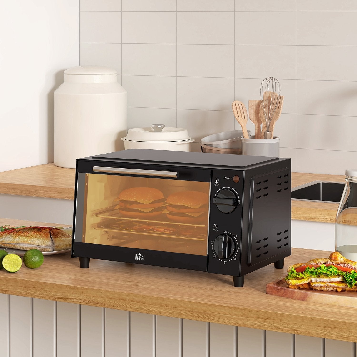 9L rostfri miniugn, 750W, justerbar timer