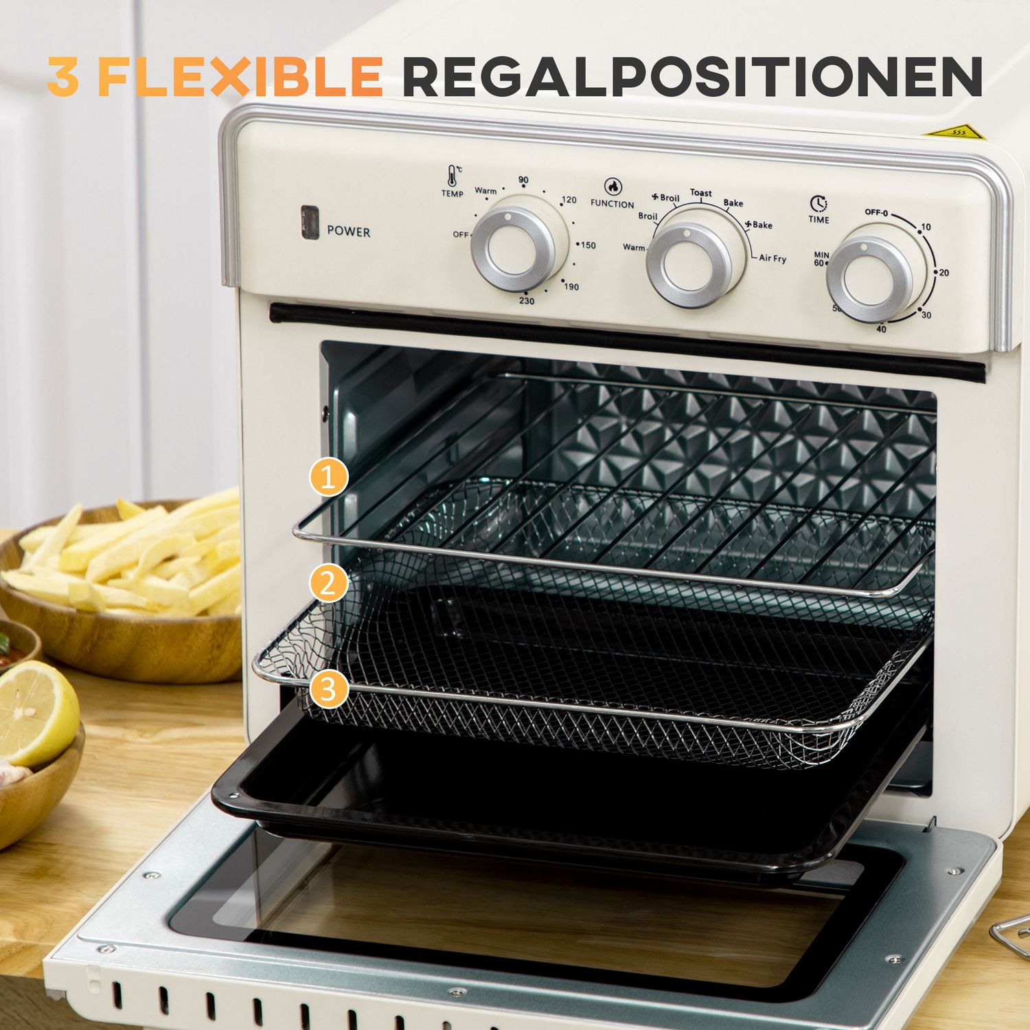 Miniugn, 20L, 7-i-1, luftcirkulation, gräddvit