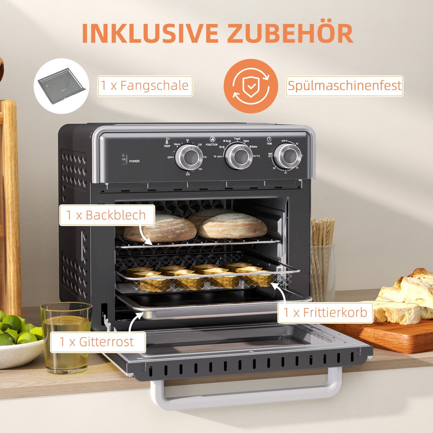 Miniugn med luftcirkulation, 20L, 1400W, Multi-Mode