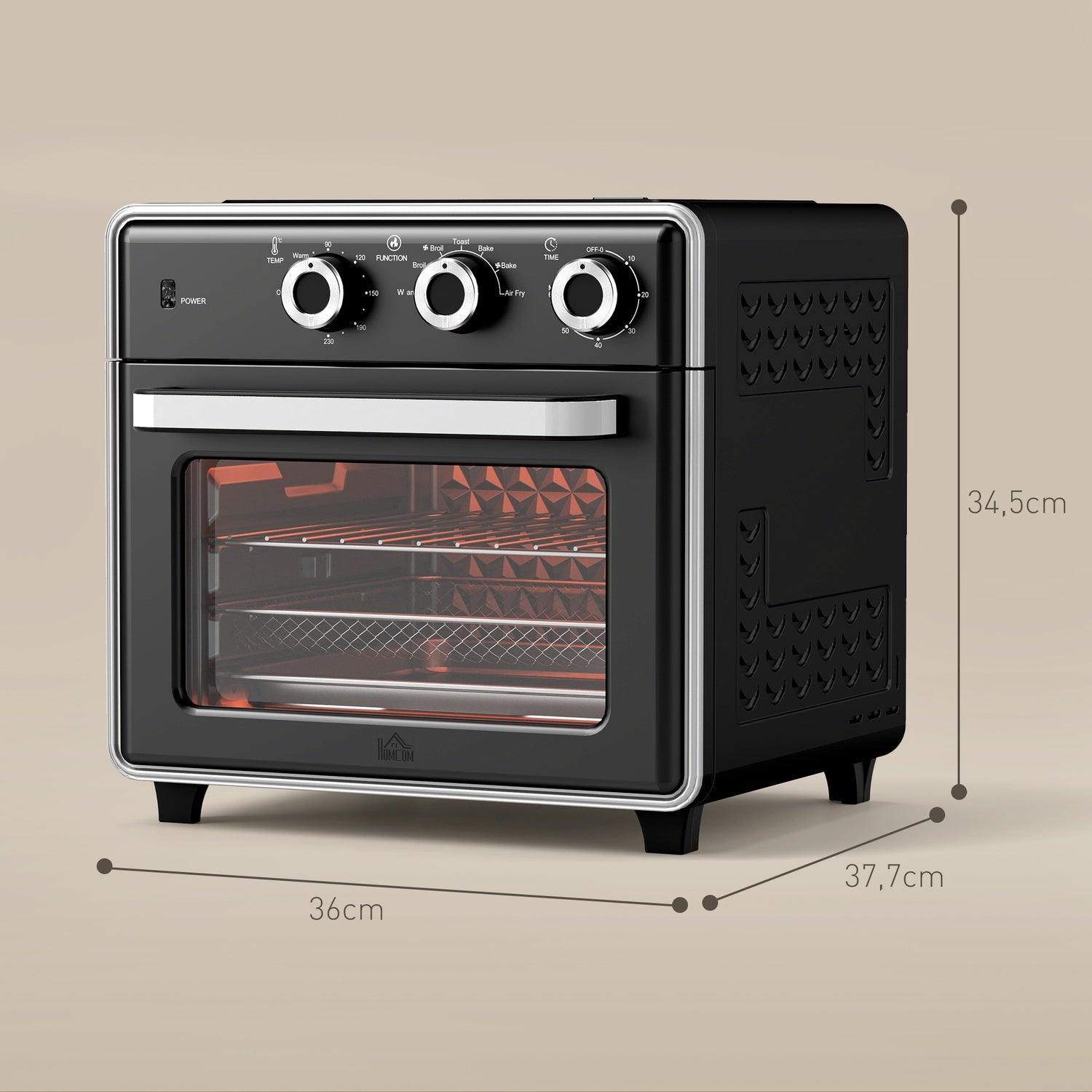 Miniugn med Air Fryer, 20L, Timer, 1400W, Metall