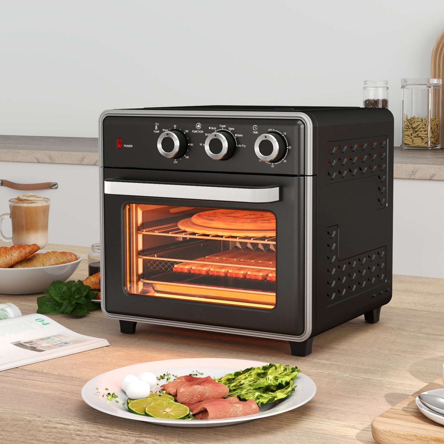 Miniugn med Air Fryer, 20L, Timer, 1400W, Metall