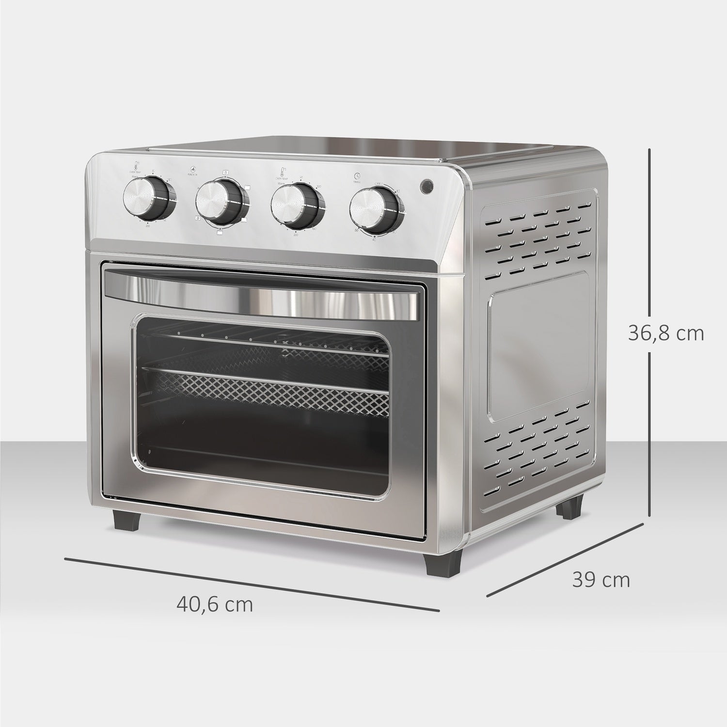 Miniugn med varmluft, airfryer, 24L, 6 lägen, timer, silver
