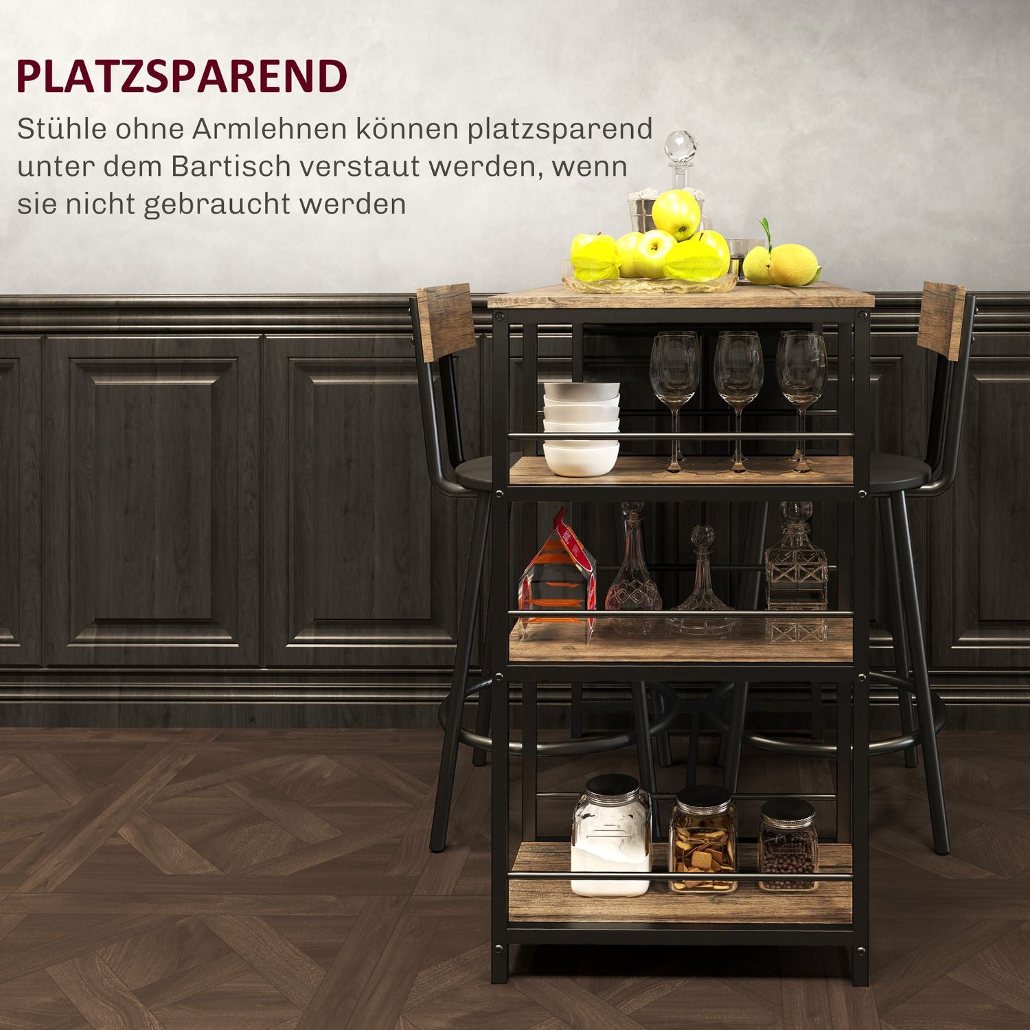 Modernt Barbordsset, 3 delar med förvaringshyllor