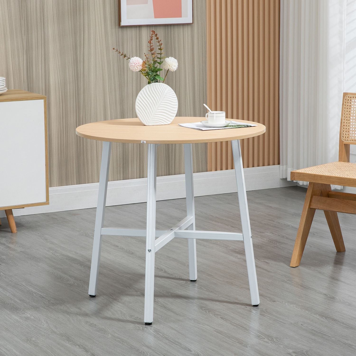Modernt matbord i stål och trä för 4, 80x80x76 cm