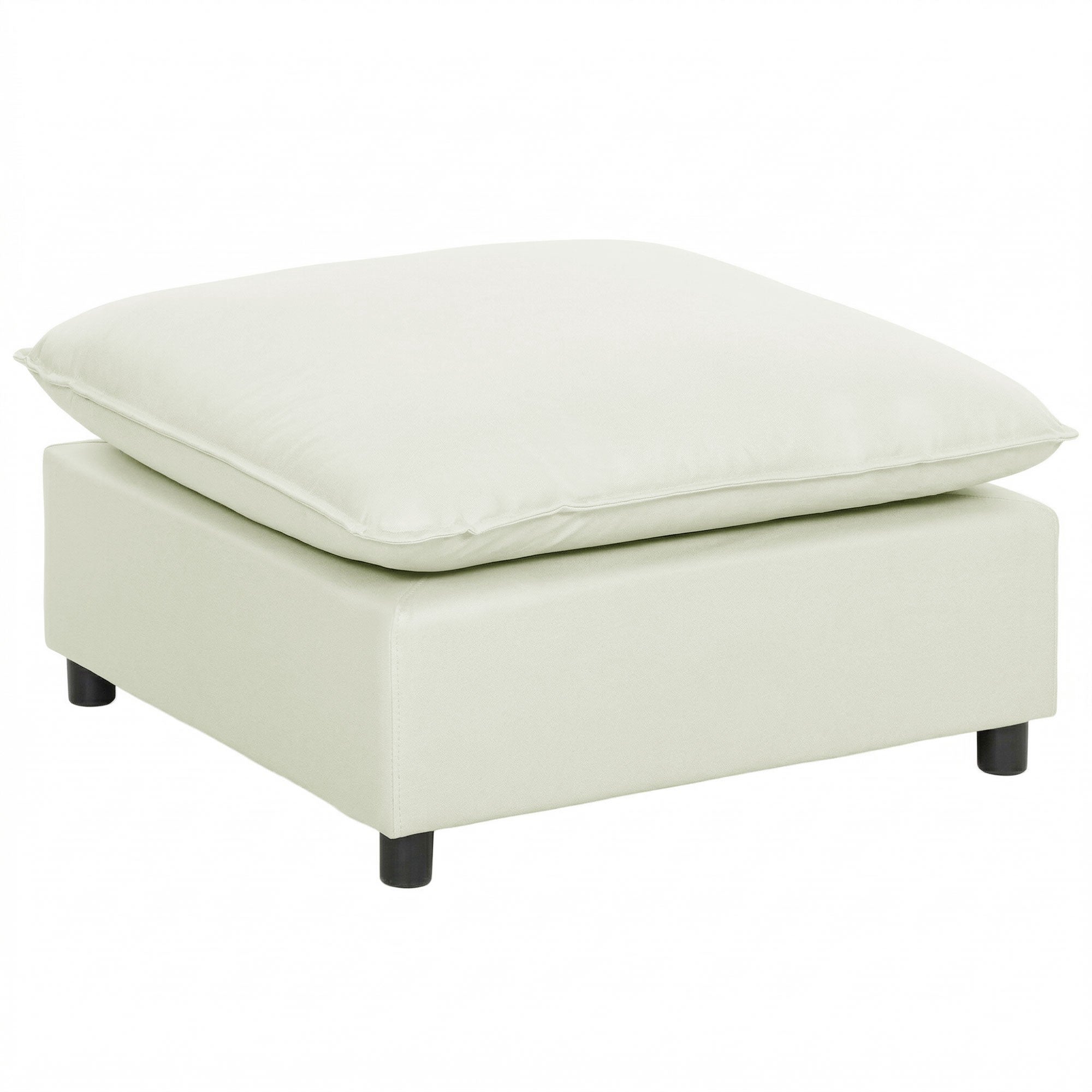 Modern tygfotpall med plastben, 75 cm, krämvit