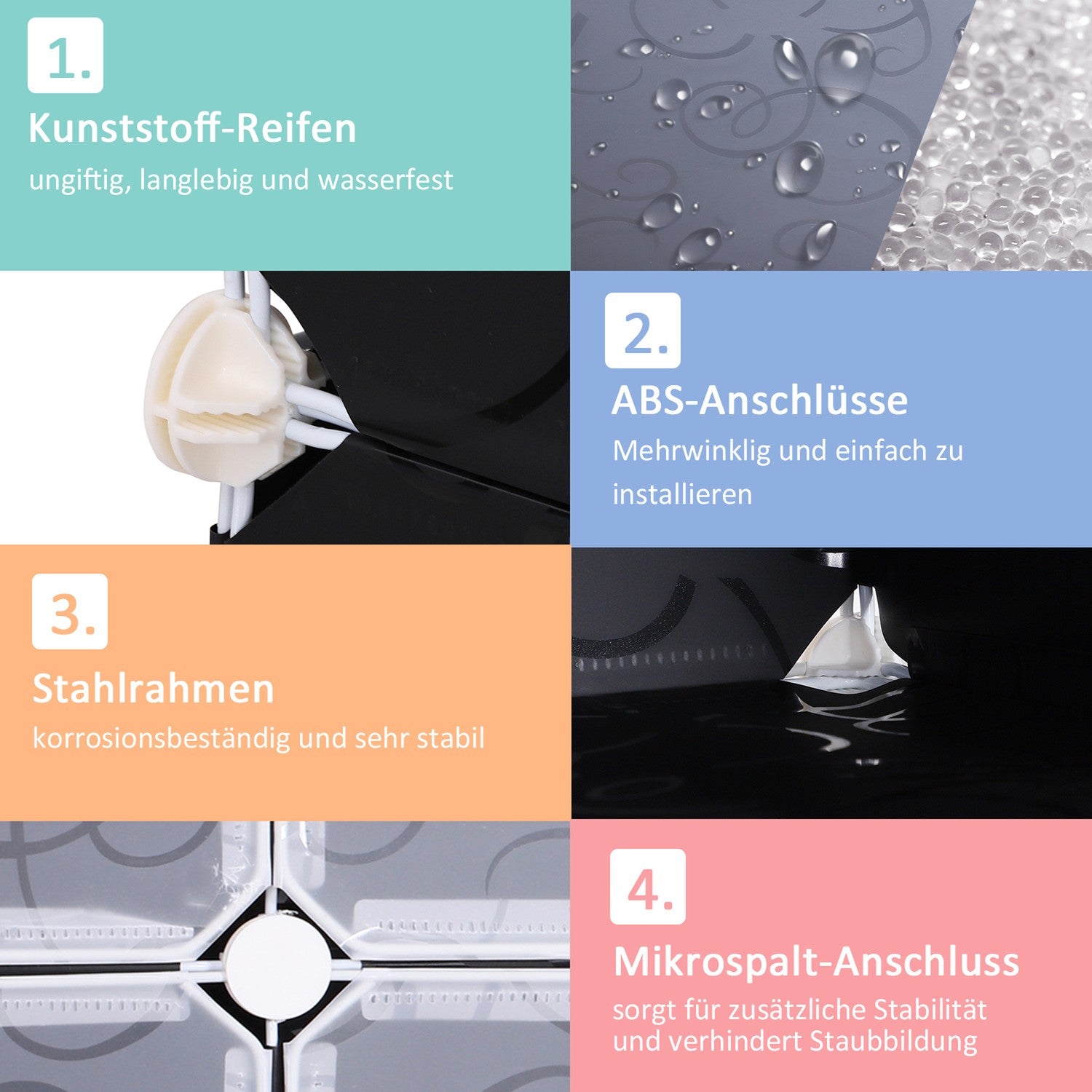 Modulär skohylla garderob – 16 fack, svart/vit