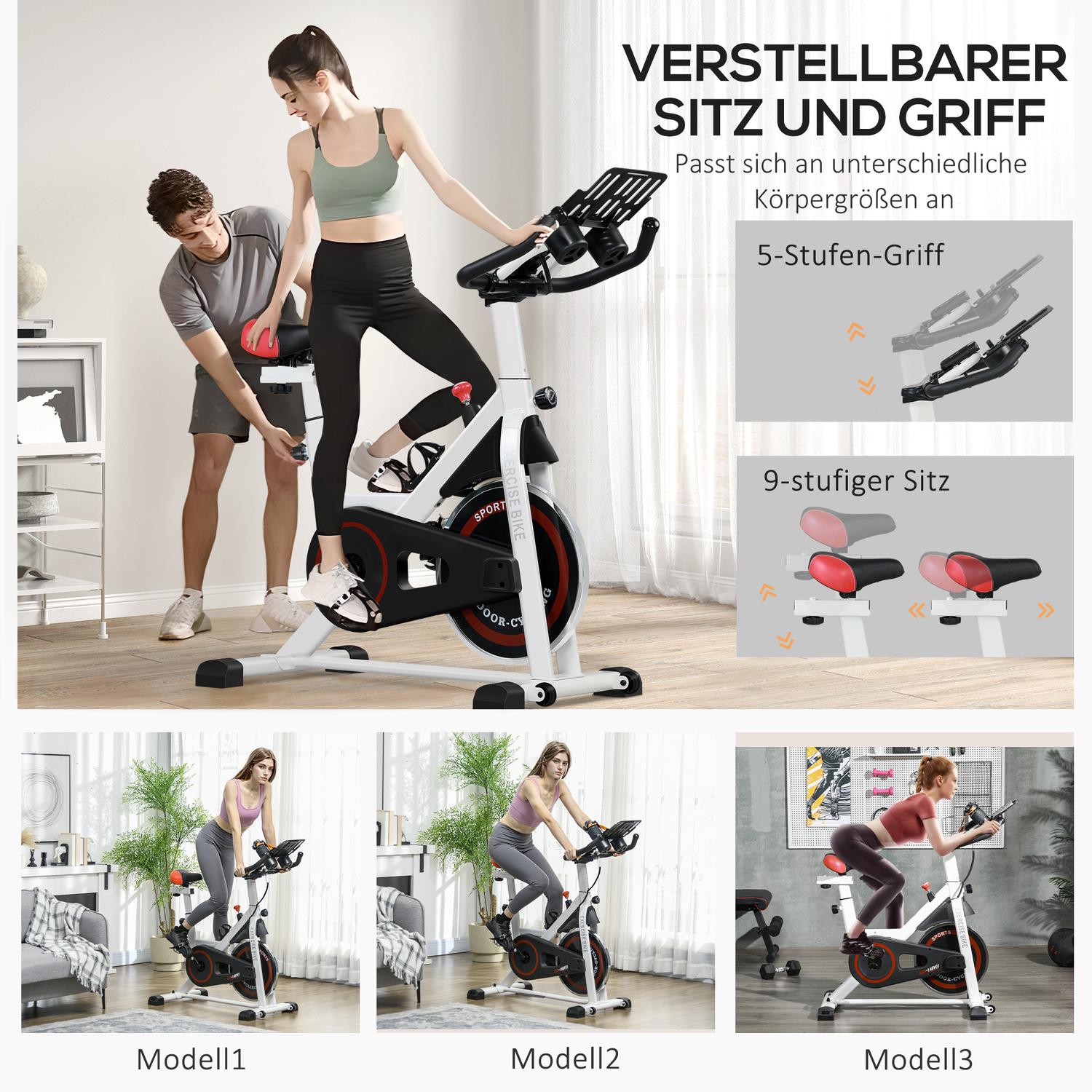 Inomhusmotionscykel, justerbar sits, LCD-skärm, stål