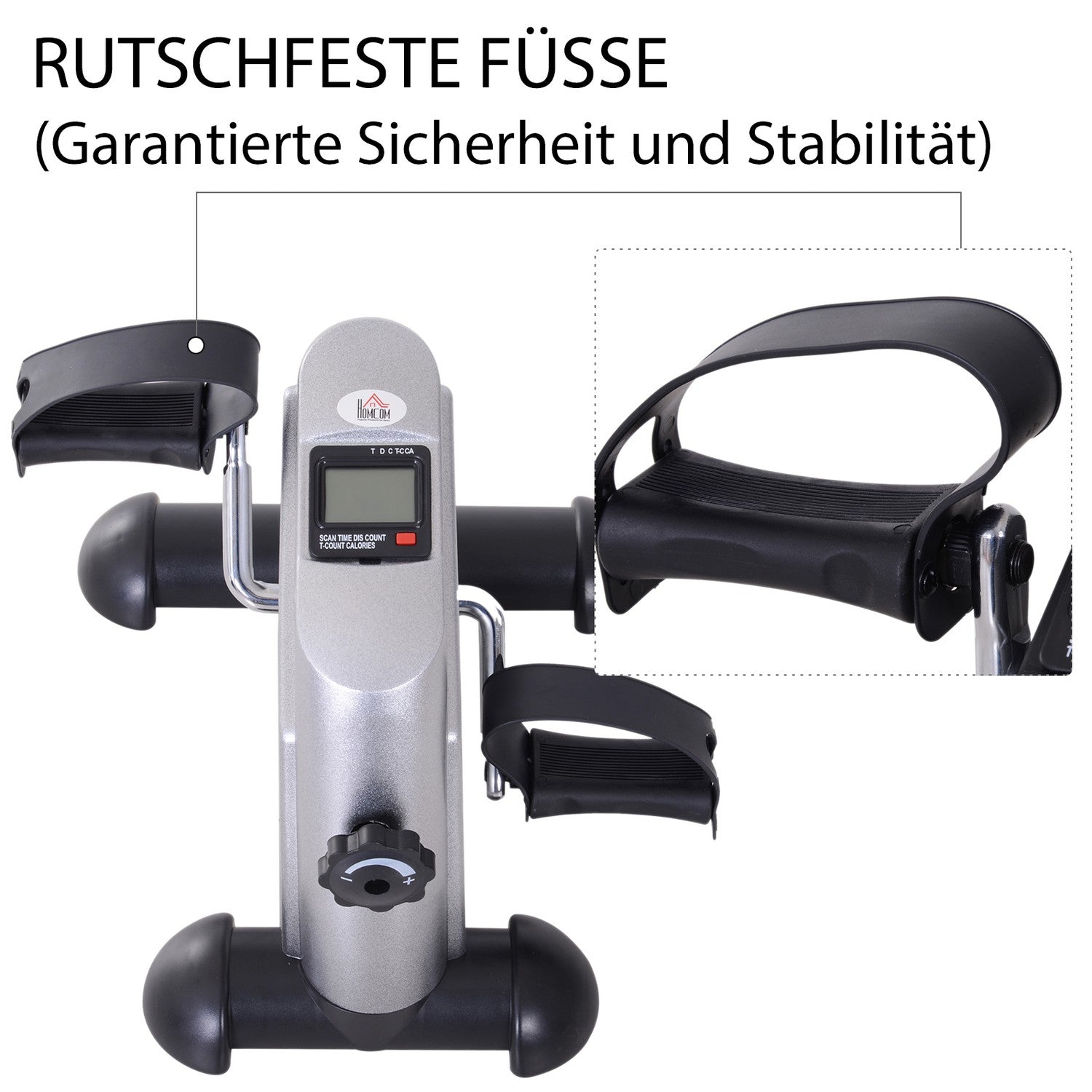 Mini motionscykel med LCD Display, Silver, 35x40x31 cm