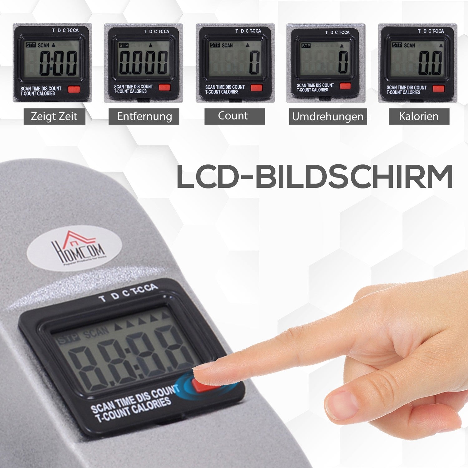 Mini motionscykel med LCD Display, Silver, 35x40x31 cm