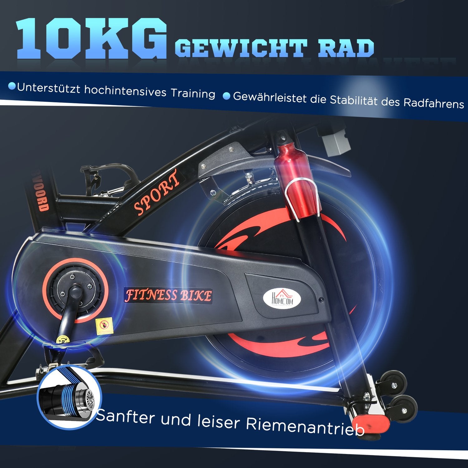 Motionscykeltränare med 10 kg svänghjul och LCD-skärm