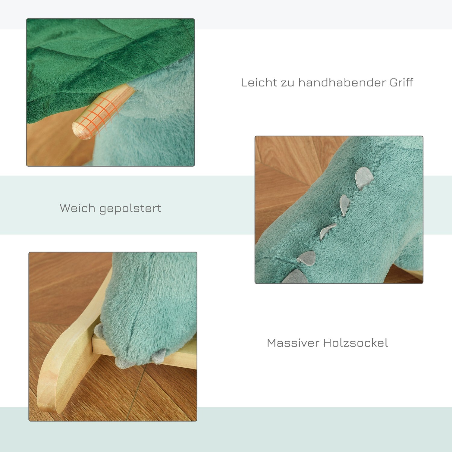 Mörkgrön gunghäst för barn, Stall & Säker, 64x30x54 cm