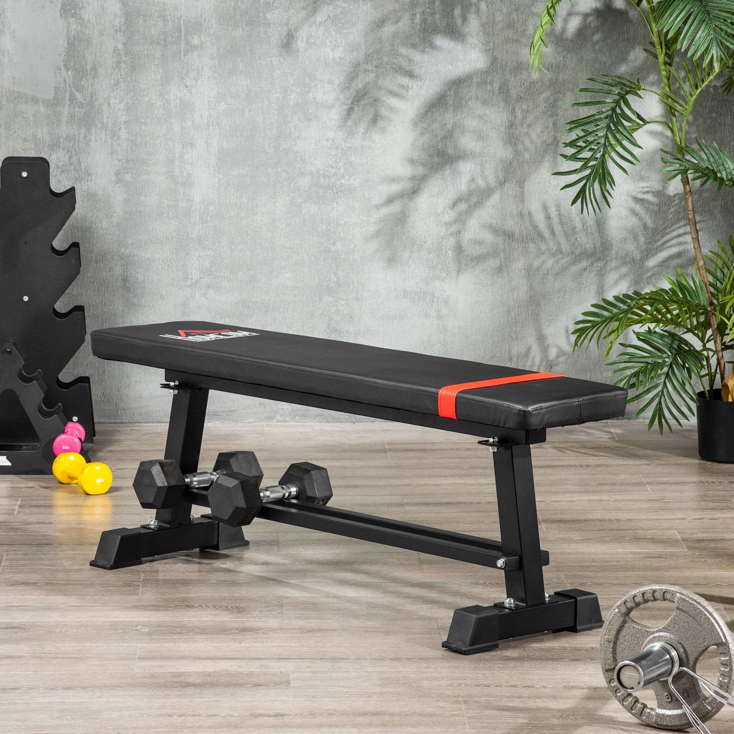 Multifunktionell viktbänk – 150 kg kapacitet, svart metall