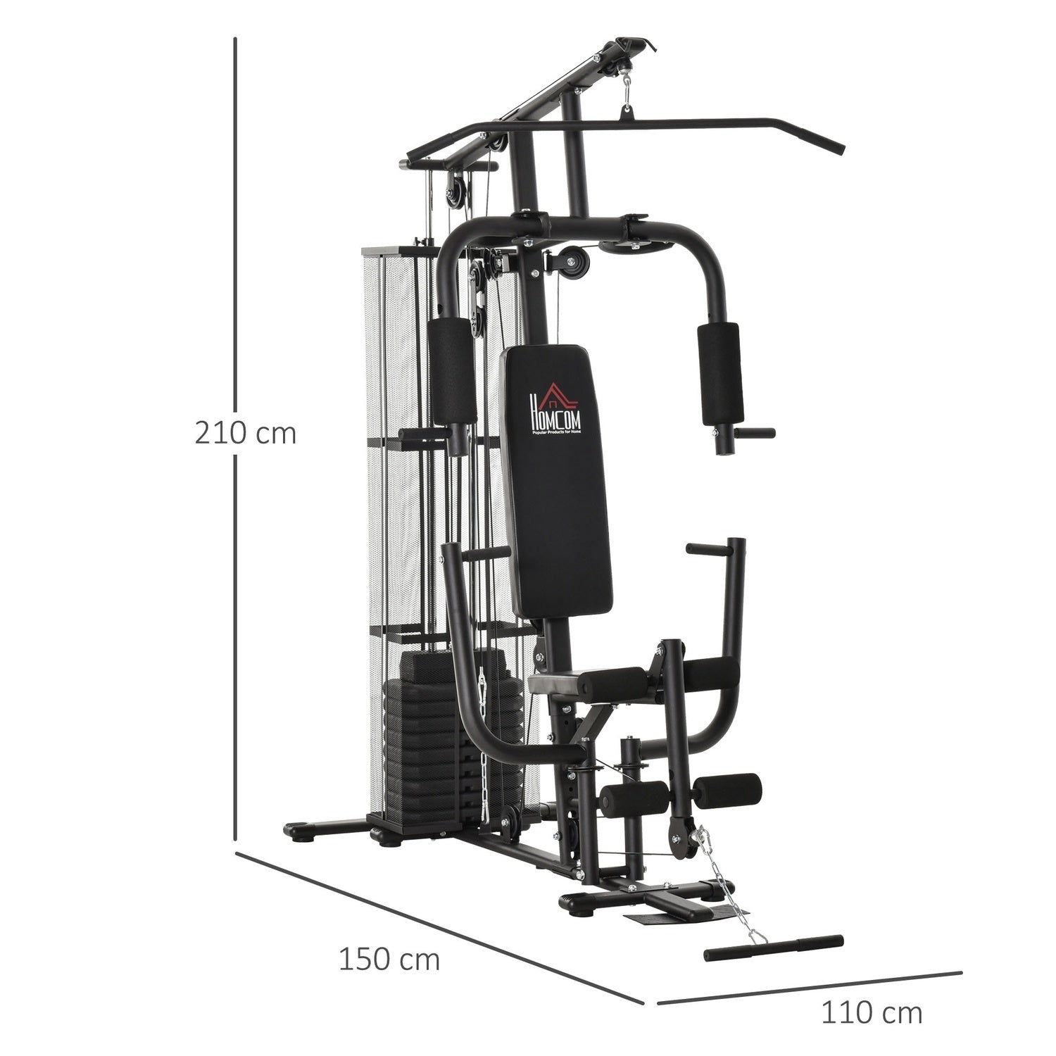 Multigym Fitness Station med Vikter & Leg Curl, Svart