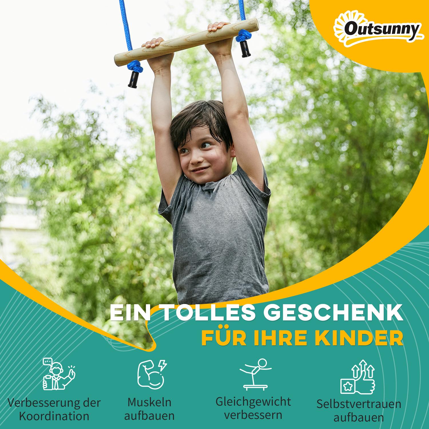 Ninja Slackline Set, 10M rep med hinder för barn