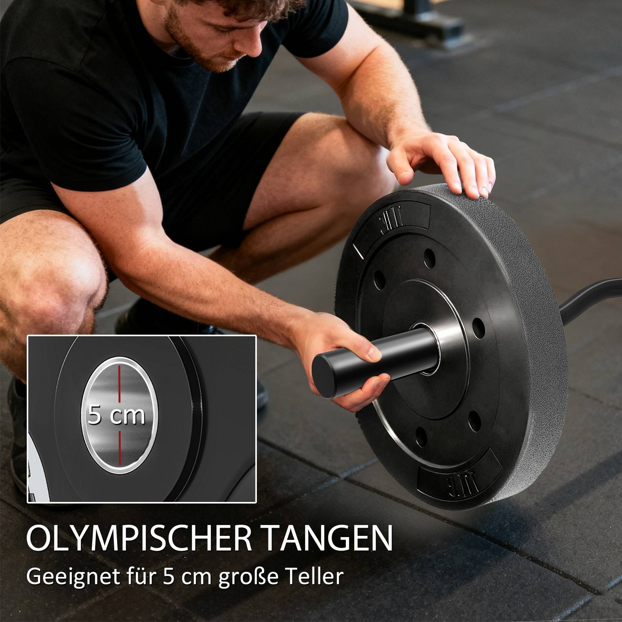 Olympisk curlstång, 5 cm hylsor, stål, 100 kg kapacitet