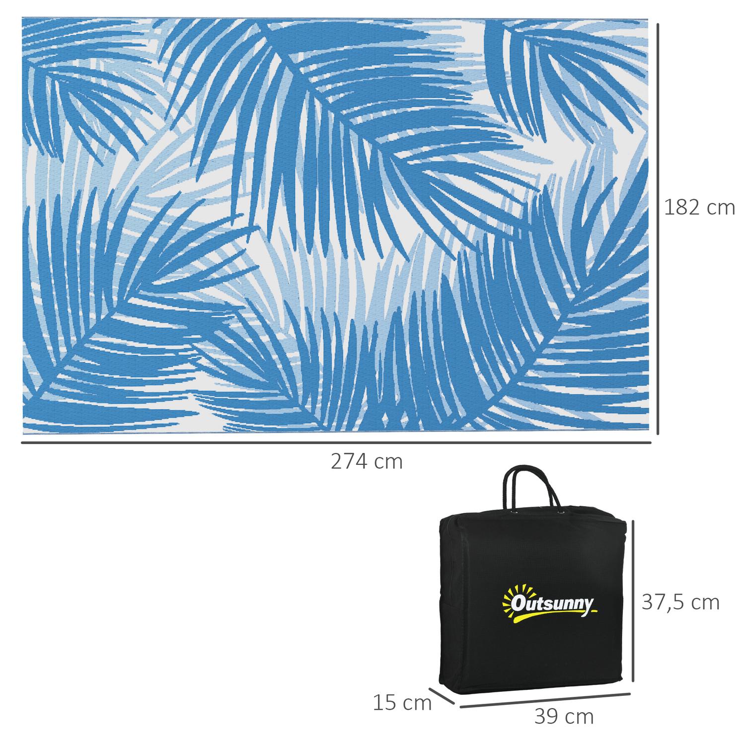 Vändbar utomhusmatta med påse, 182x274cm, blå