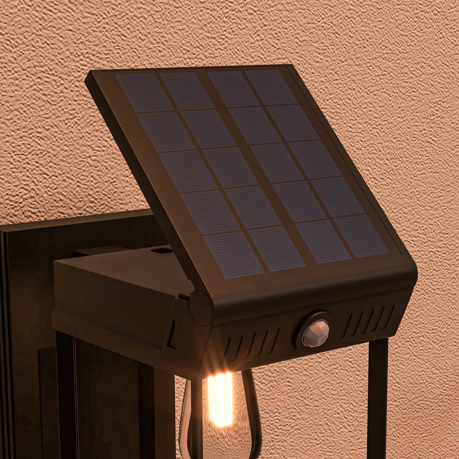 Outdoor Solar LED-vägglampa, varmvit, justerbar sensor