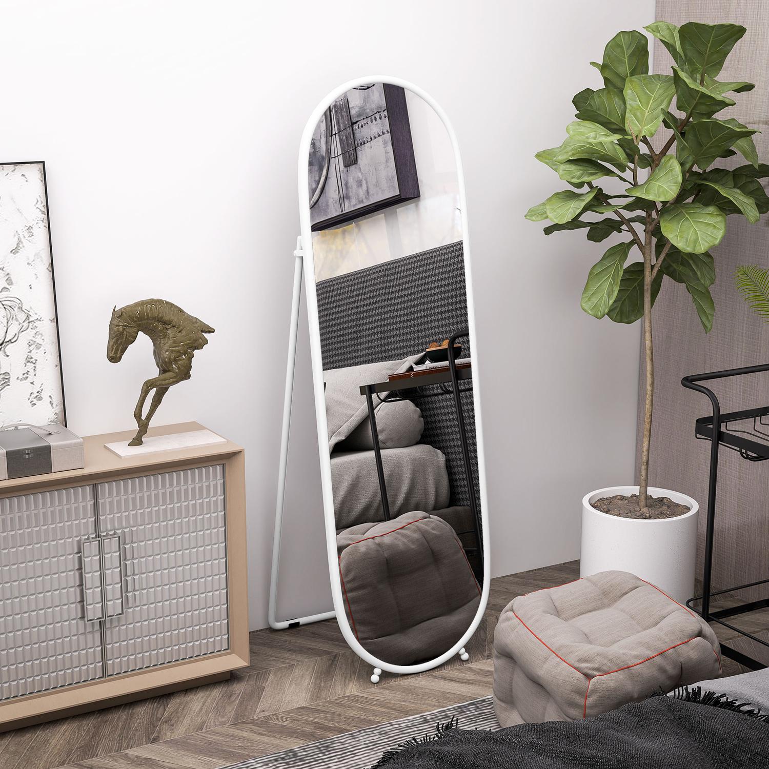 Oval hellängdsspegel – 160x40 cm Väggspegel med stativ