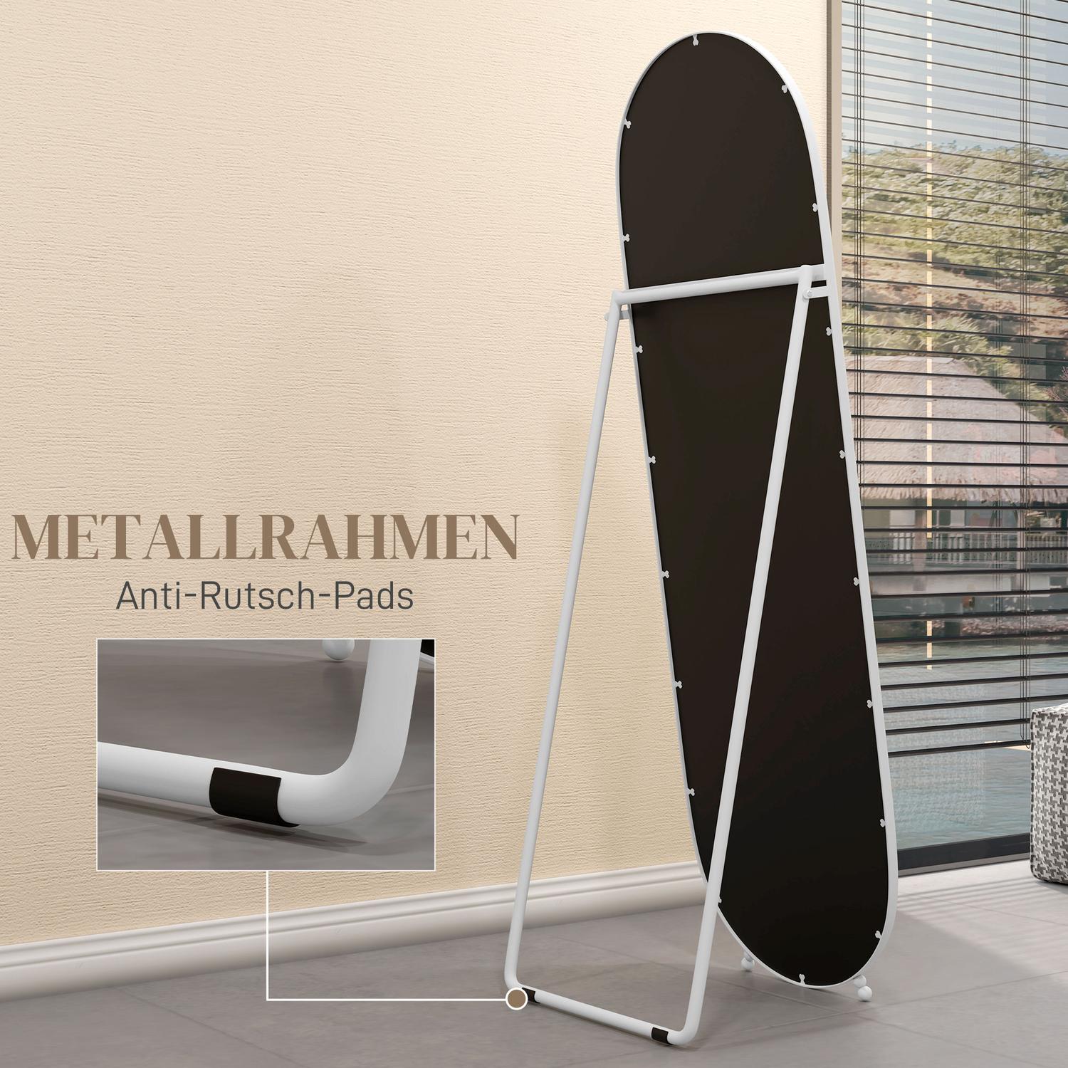Oval hellängdsspegel – 160x40 cm Väggspegel med stativ