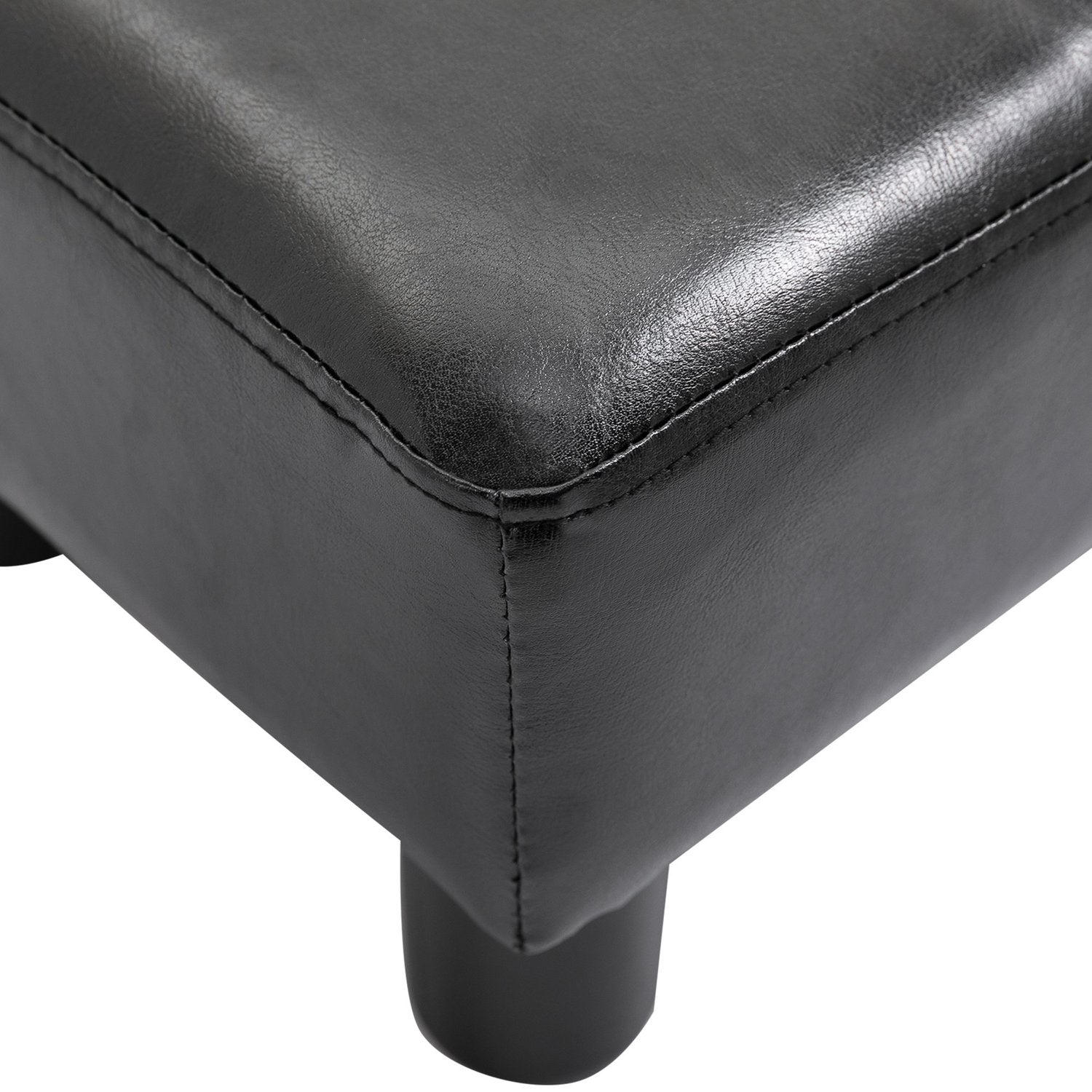 Svart Chesterfield-pall i konstläder – 40x30x24cm