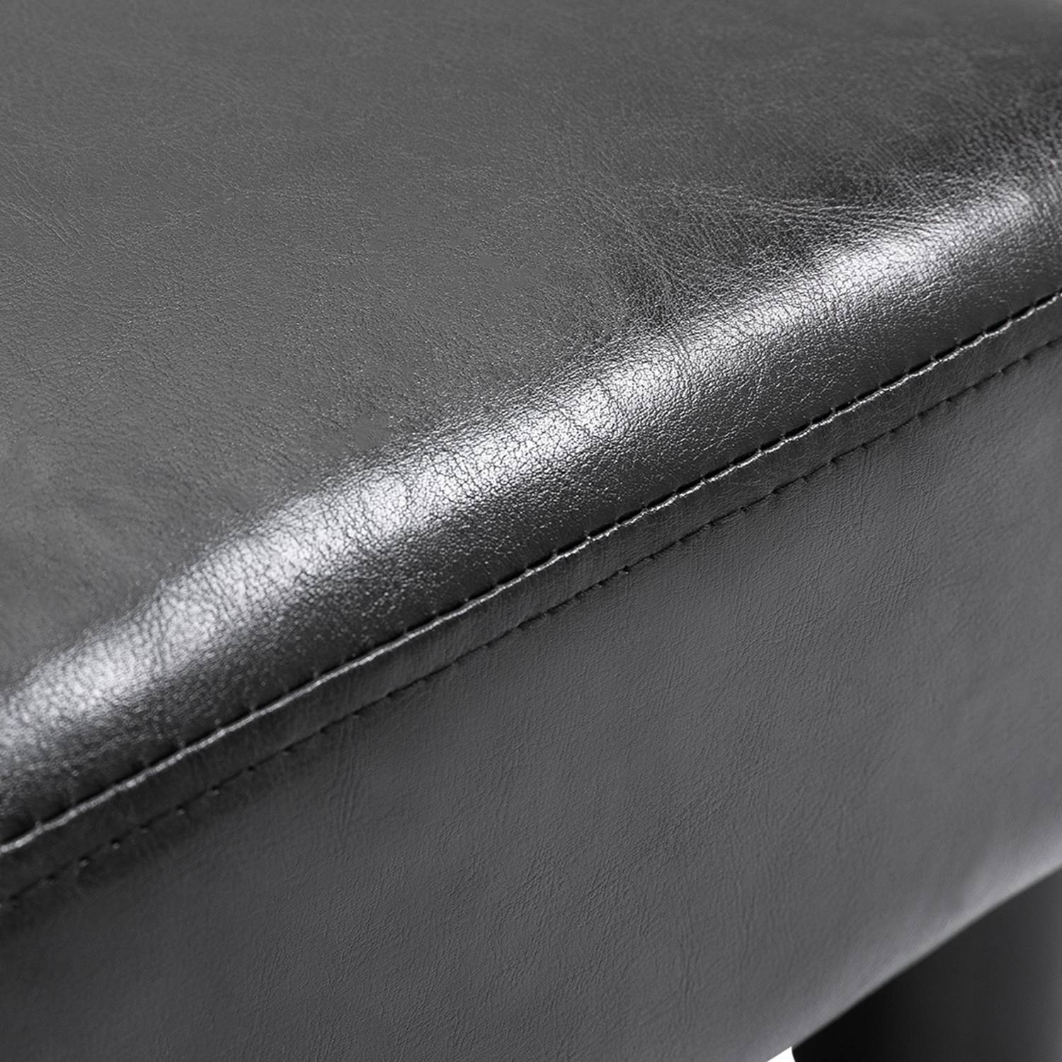 Svart Chesterfield-pall i konstläder – 40x30x24cm
