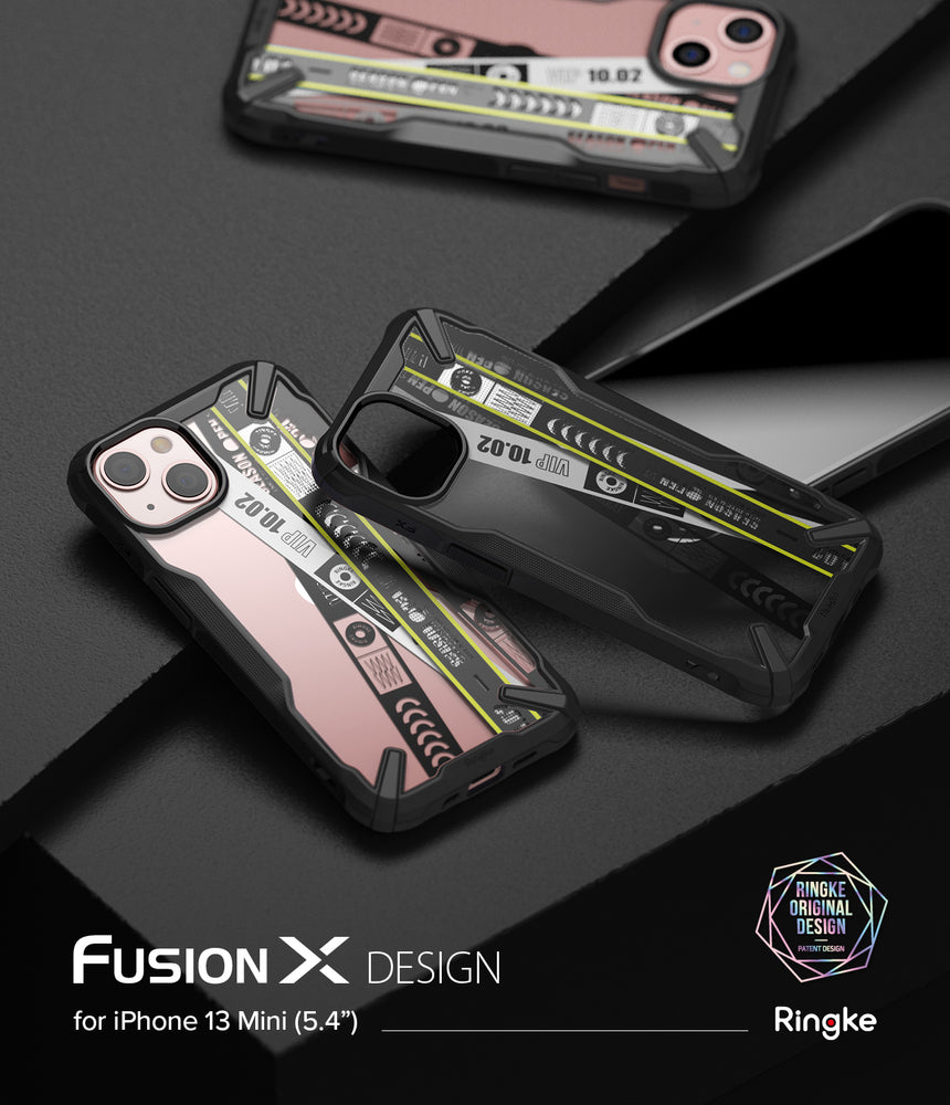Pansarfodral med ram för iPhone 13 mini Fusion X Design Ticket band, svart