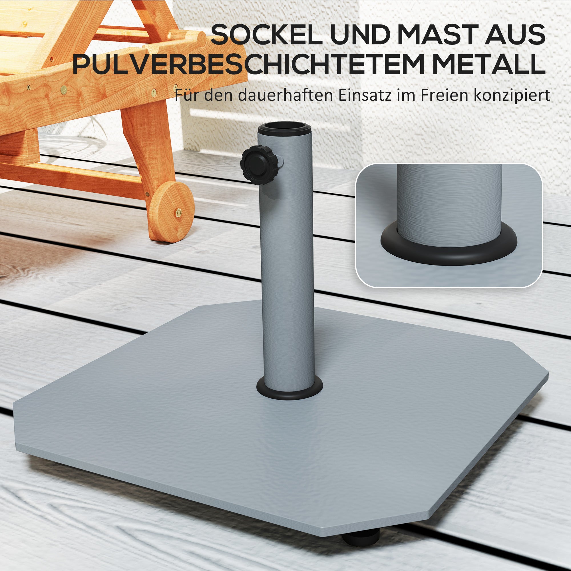 Paraplybas i metall, 18,5 kg, passar 32/38/48 mm stolpar