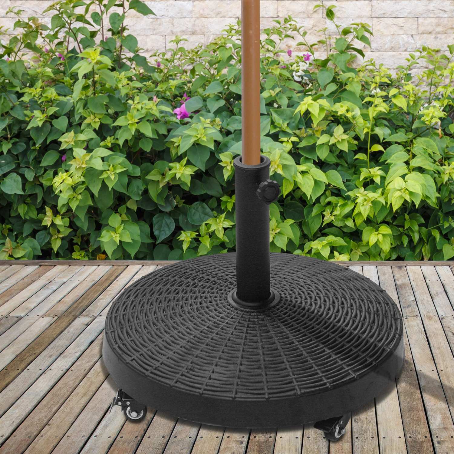 Paraplybas med hjul, Rottinglook, 25 Kg, Ø38/48 mm