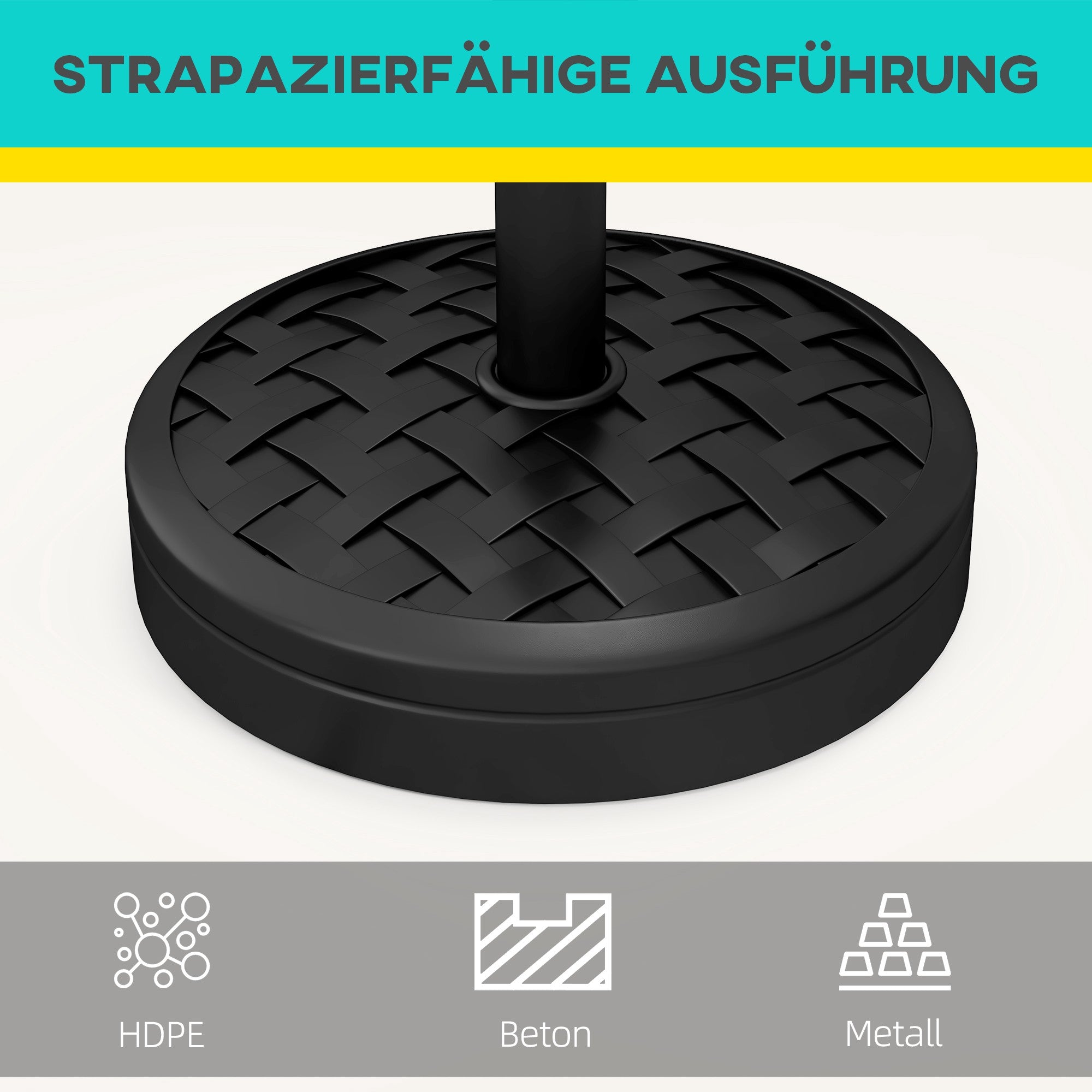 Paraplyfot, HDPE med betong, passar 32-48 mm stänger