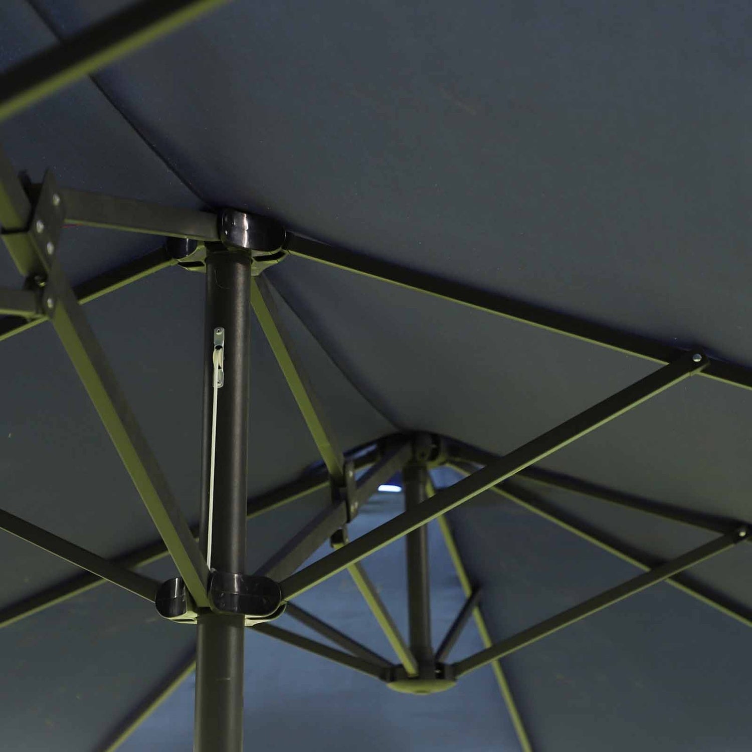 Blue Oval Garden Parasol – Dubbelt marknadsparaply med vev
