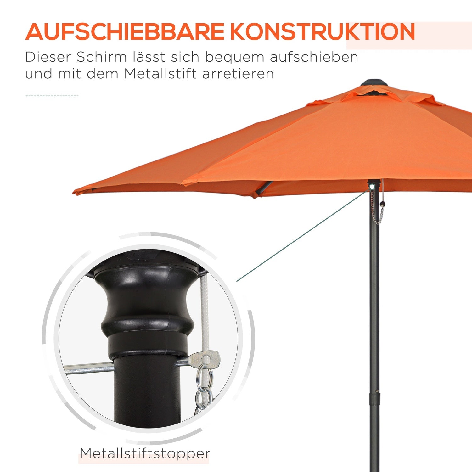 Roterande hexagonalt parasoll Ø196 cm, vindtät solskydd