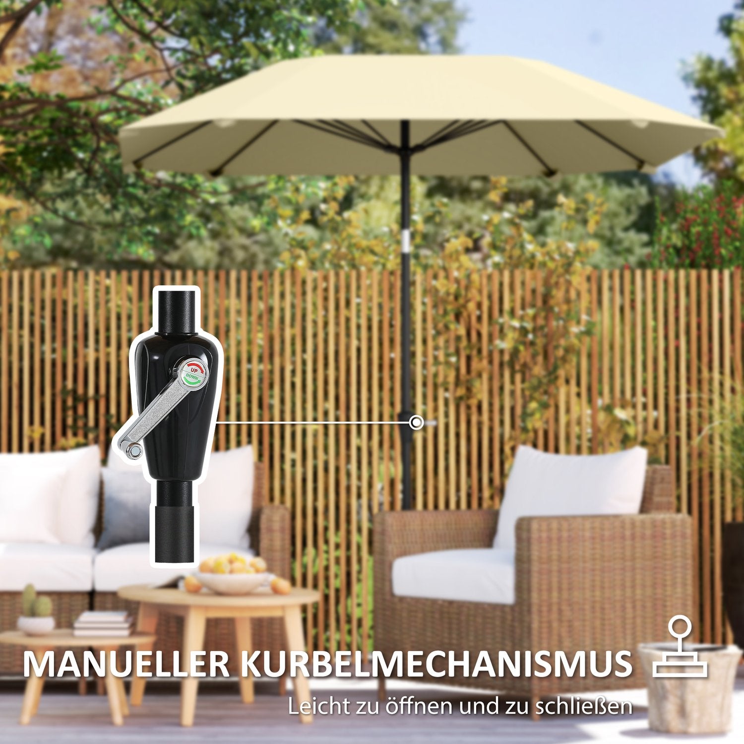 Vindtät Beige Parasoll Ø233 cm – Vev, Solskydd