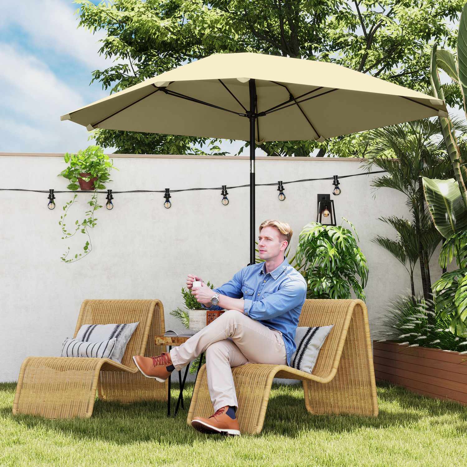 Vindtät Beige Parasoll Ø233 cm – Vev, Solskydd