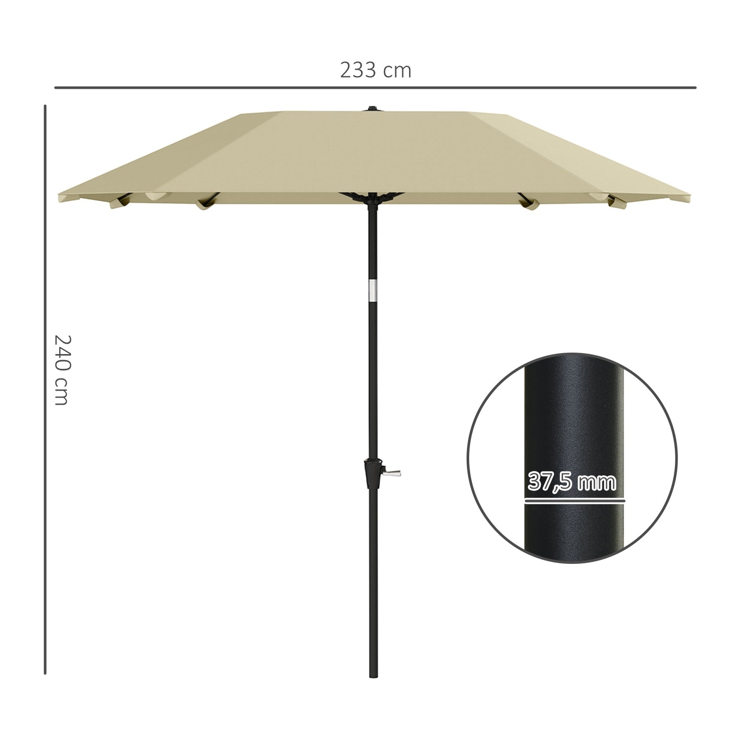 Vindtät Beige Parasoll Ø233 cm – Vev, Solskydd