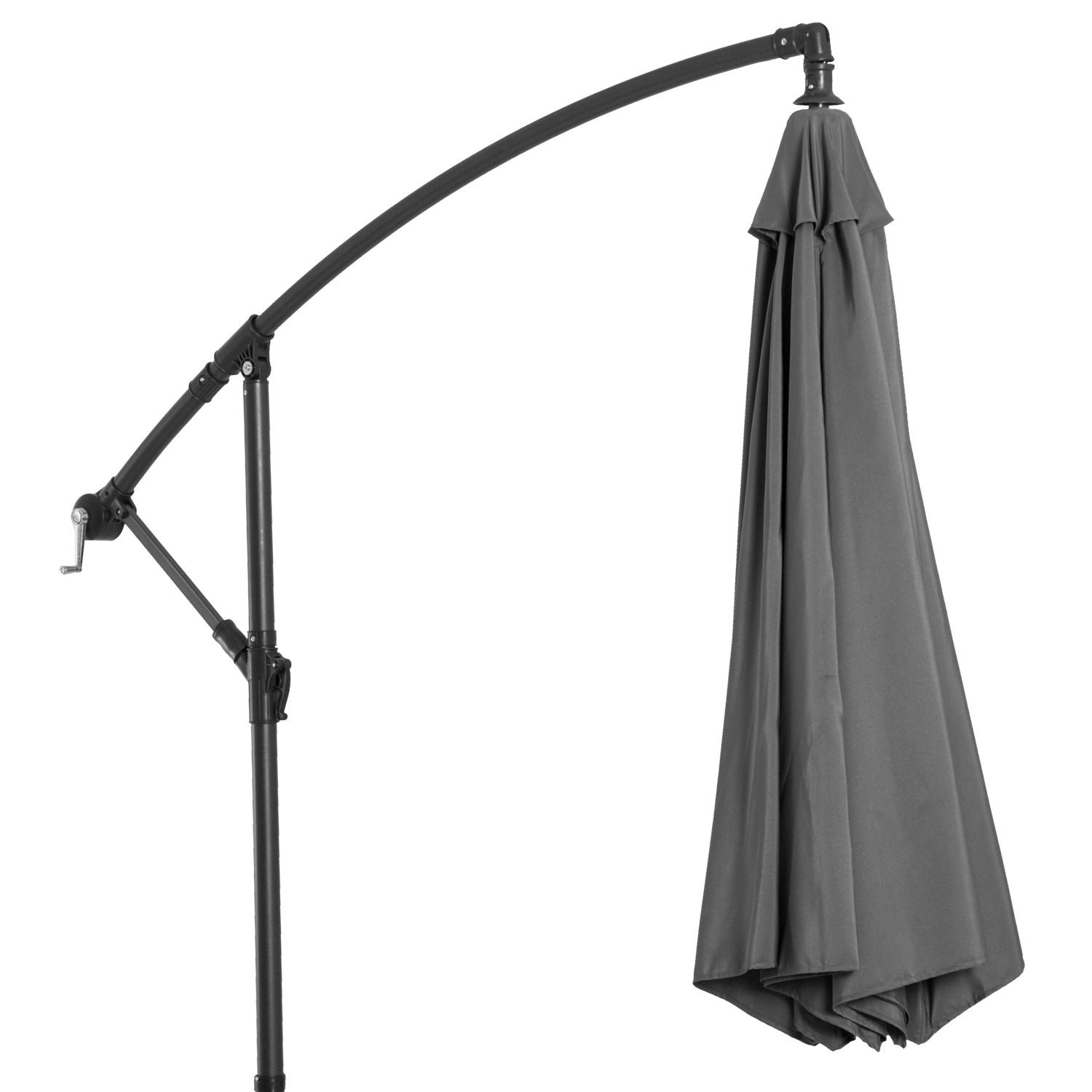 Parasoll Crank Paraply, Grå, Ø2,95x2,45M, Stålram
