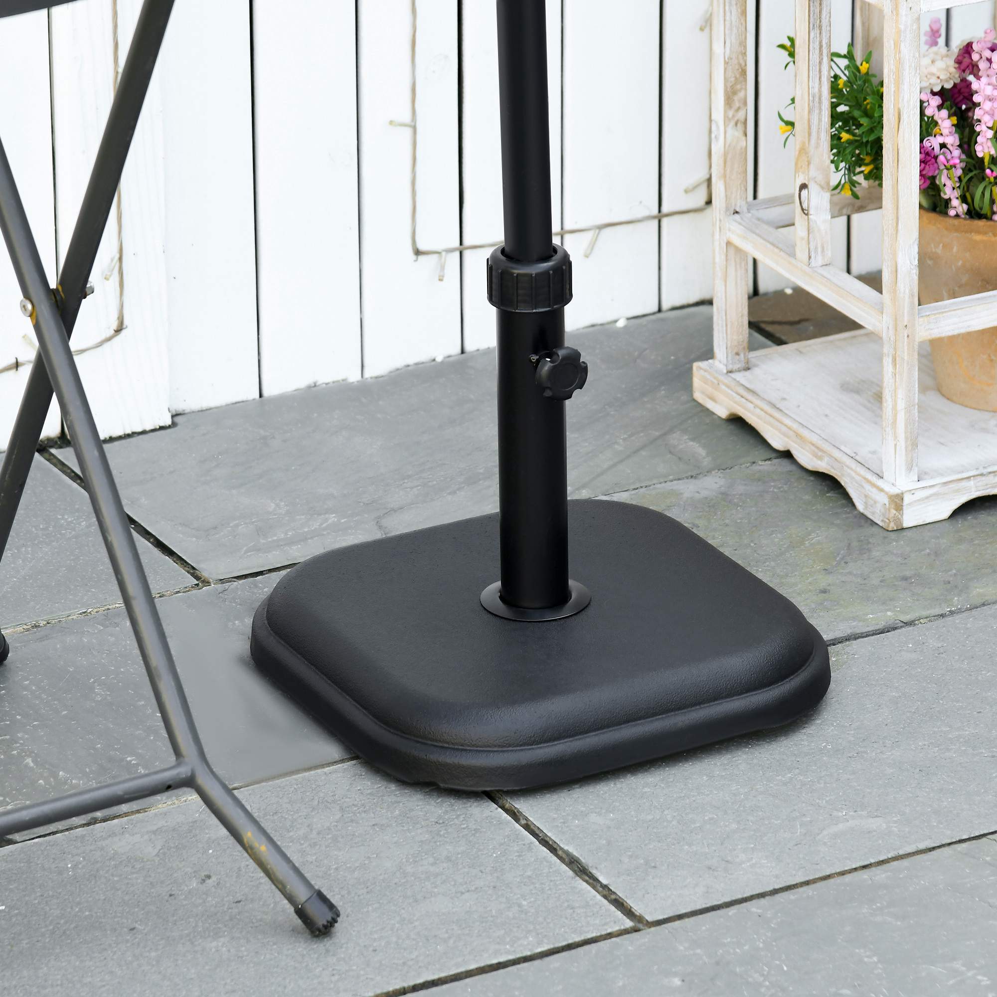 Parasollfot i betong, 11 kg, fyrkantig, passar till stänger med diameter 32–38 mm