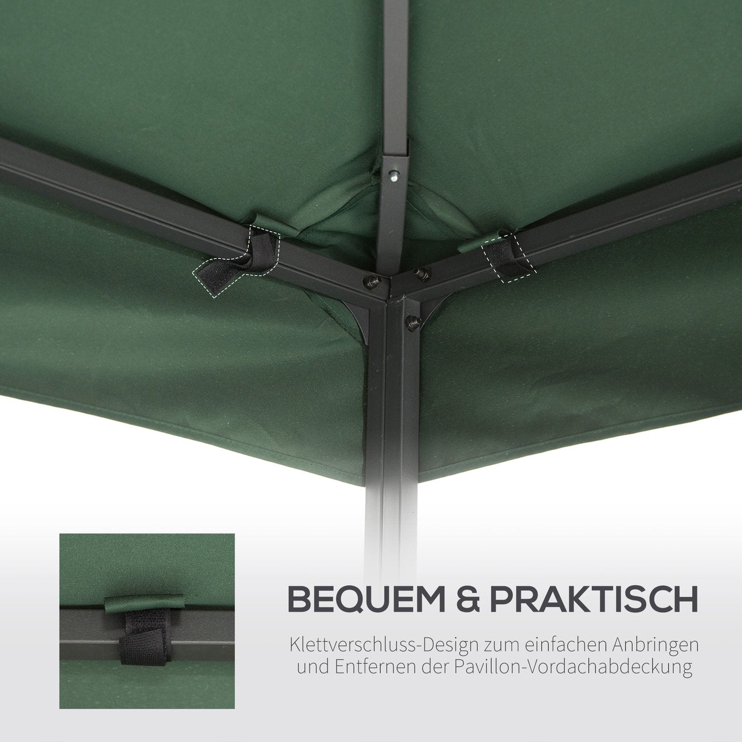 Kolgrå Vattenavvisande 3x3M Gazebo Takbyte