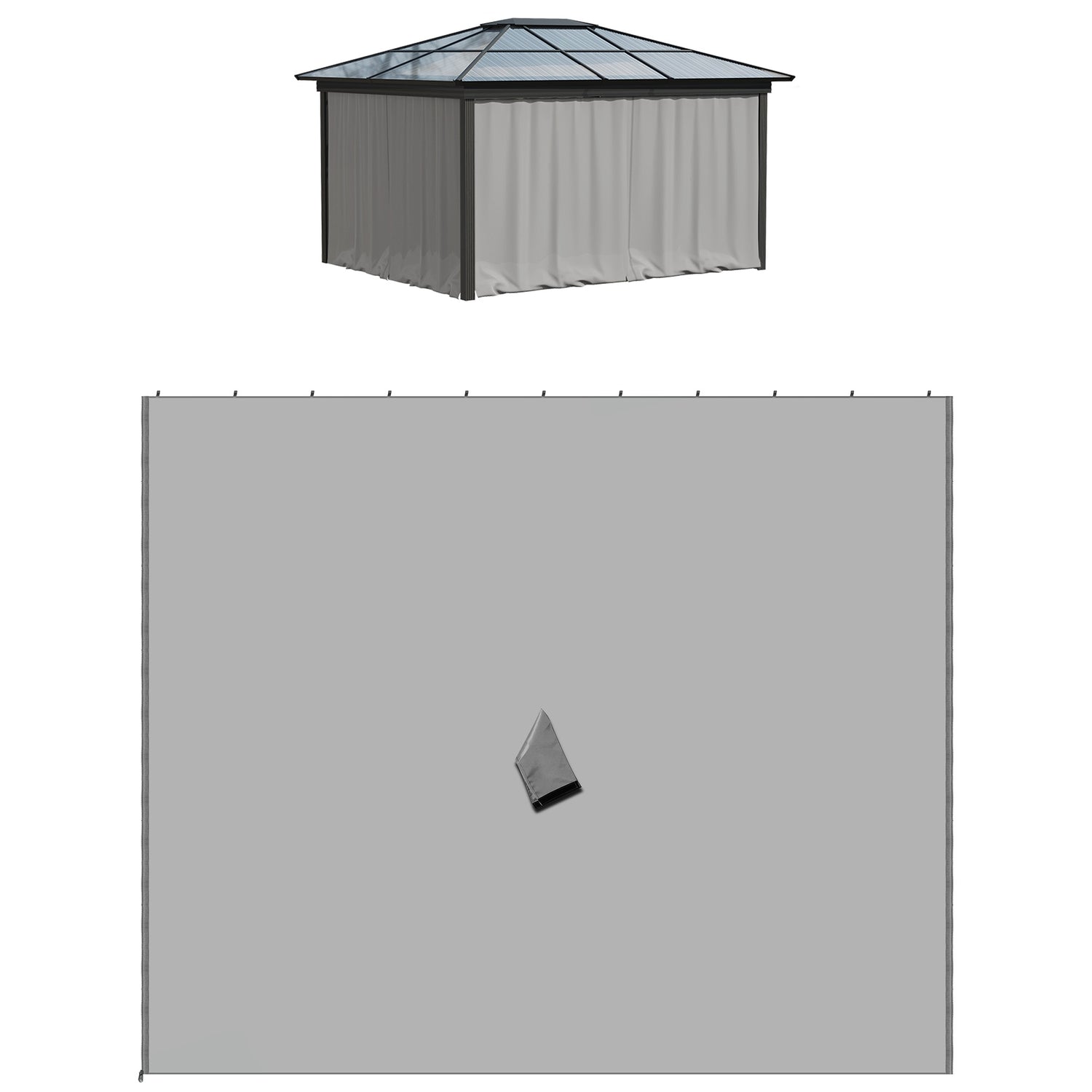Paviljongsidoväggar, polyester, 3x3m, ljusgrå, krokfäste