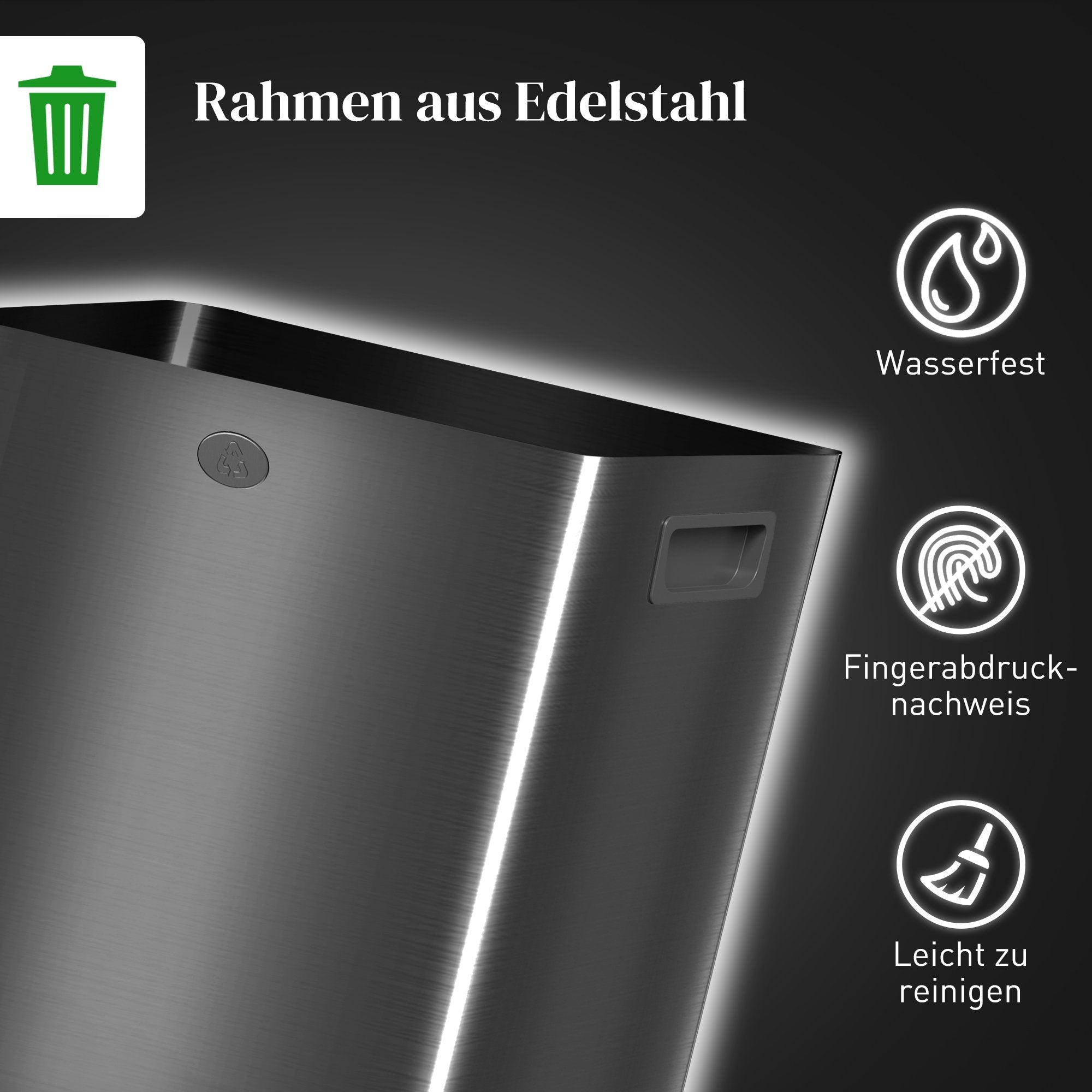 Pedalbin i rostfritt stål med dubbla fack, 40 liter