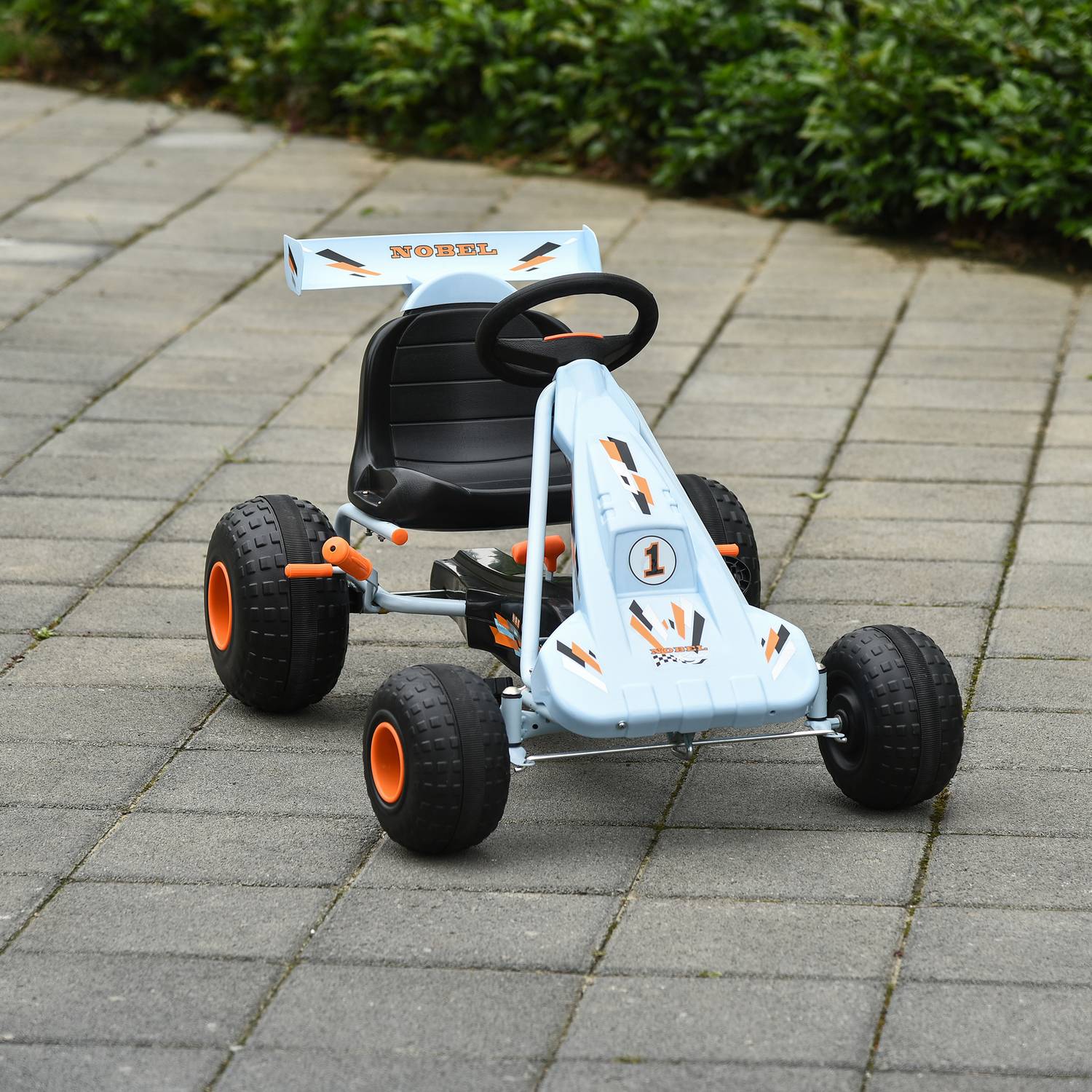 Ljusblå stålpedal Go-Kart med justerbar sits