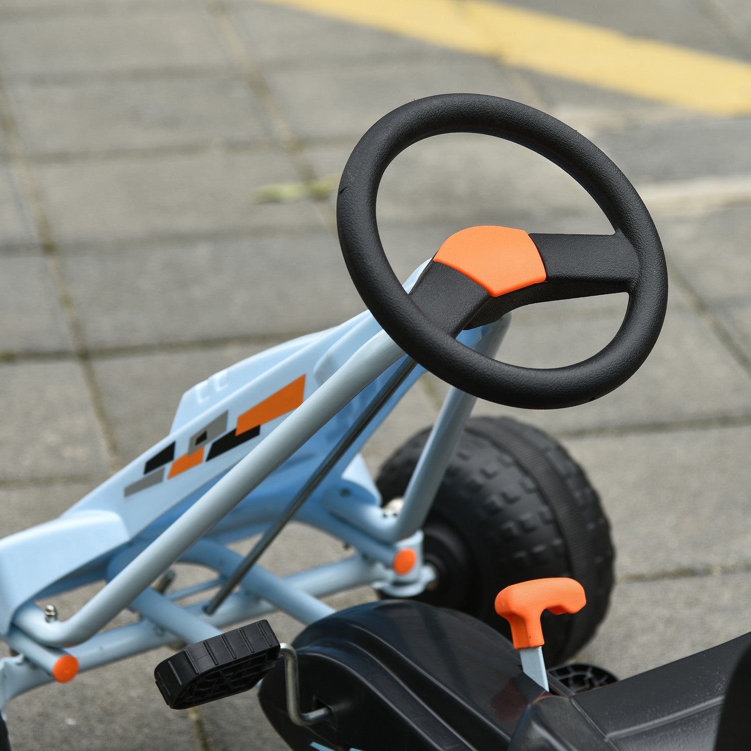 Ljusblå stålpedal Go-Kart med justerbar sits