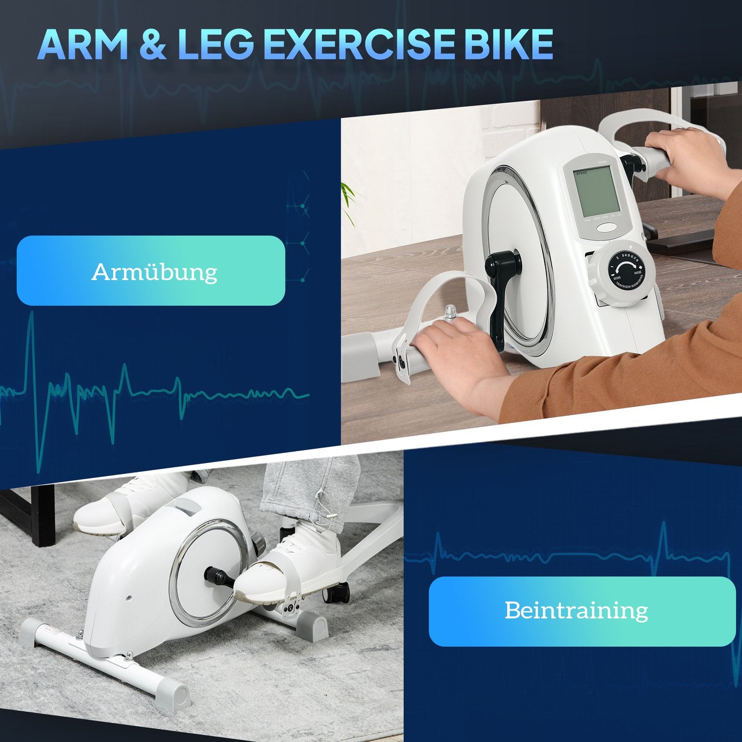 Mini motionscykel för seniorer med LCD-skärm och 8 motståndsnivåer