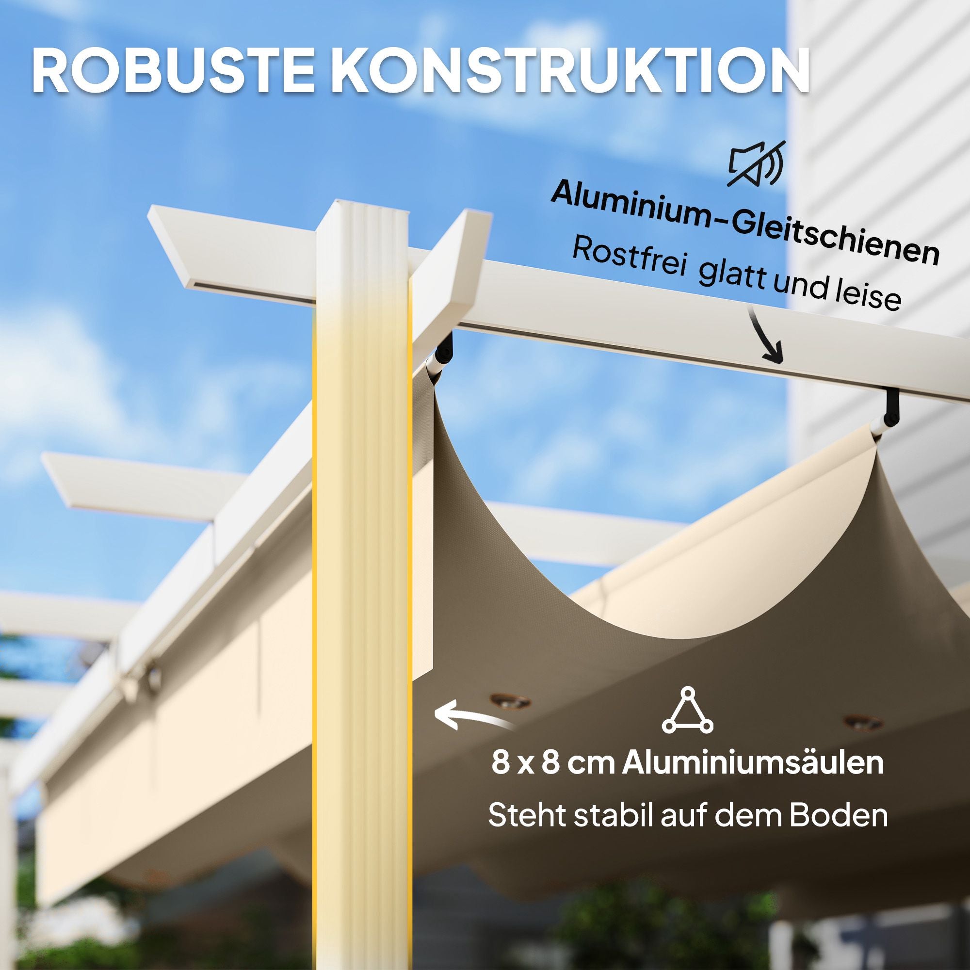 Pergola 3x4 m med utdragbar UV30+ tak, beige
