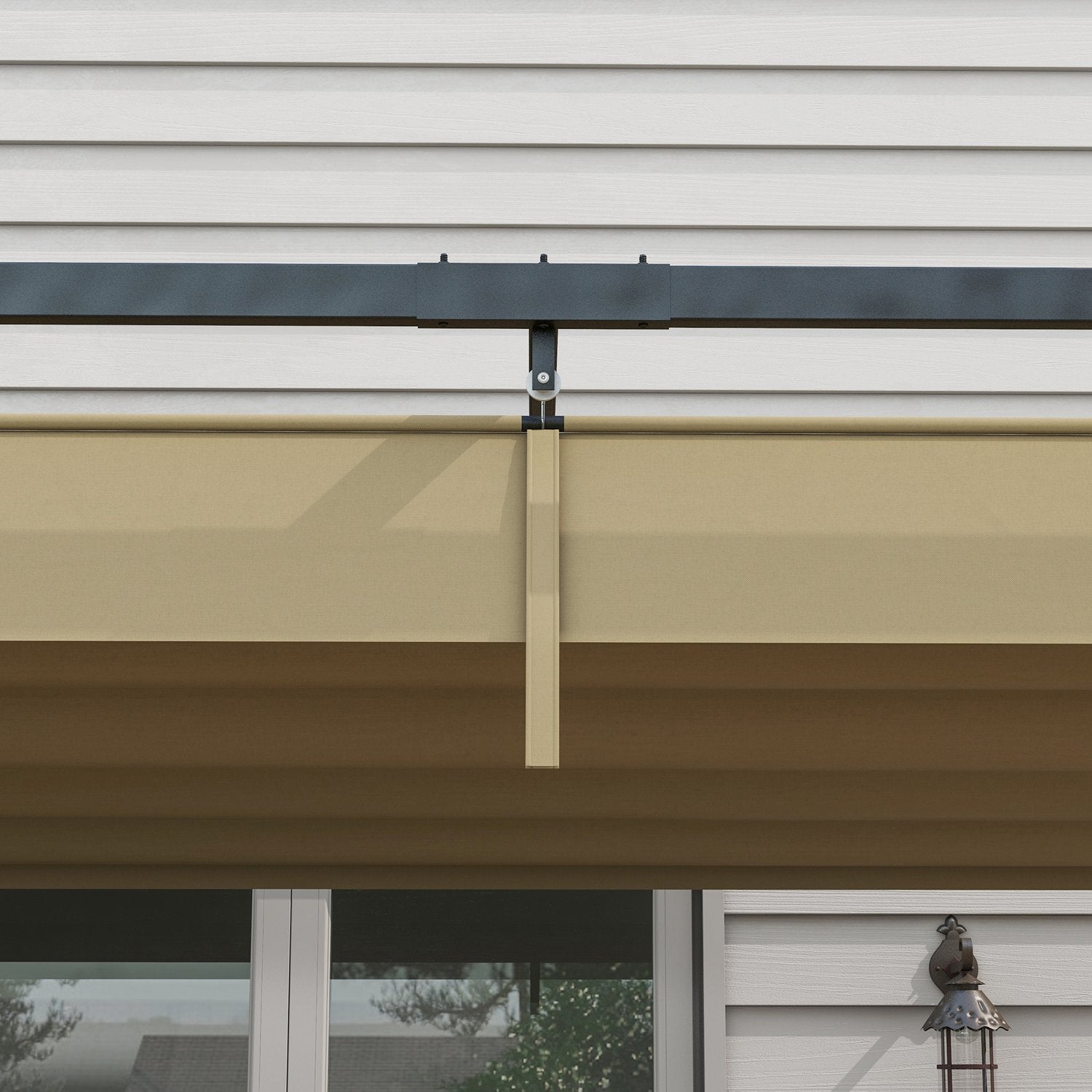 Pergola 4x3m Stål, Justerbart tak, Solskydd Khaki